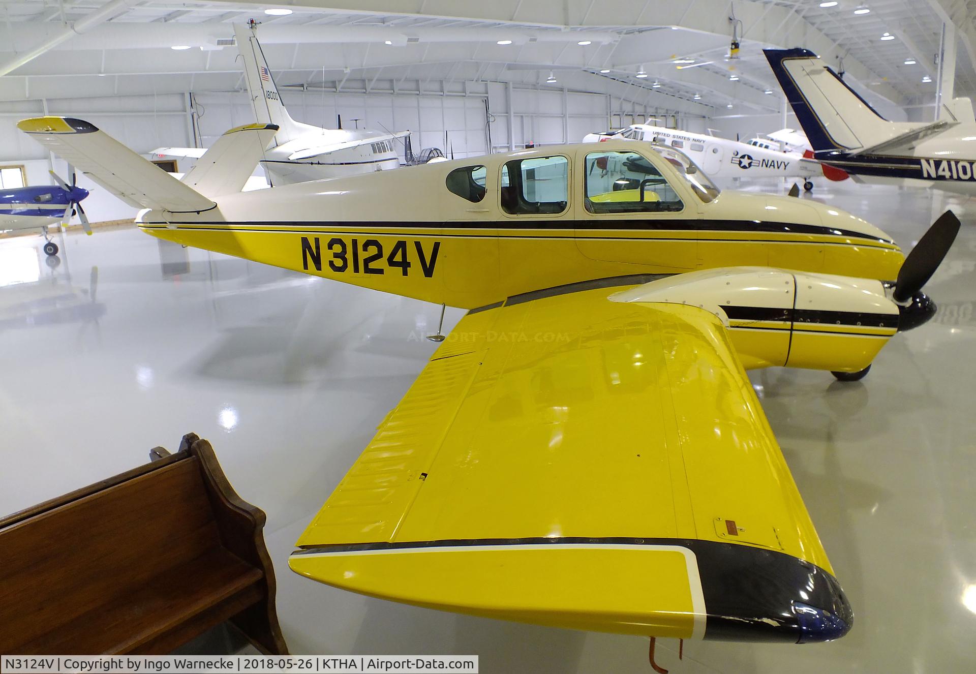 N3124V, 1962 Pine Air SUPER V C/N SV-109-D549, Bay Aviation / Oakland Airmotive (Pine Air) Super V twin conversion of a Beechcraft 35 Bonanza at the Beechcraft Heritage Museum, Tullahoma TN
