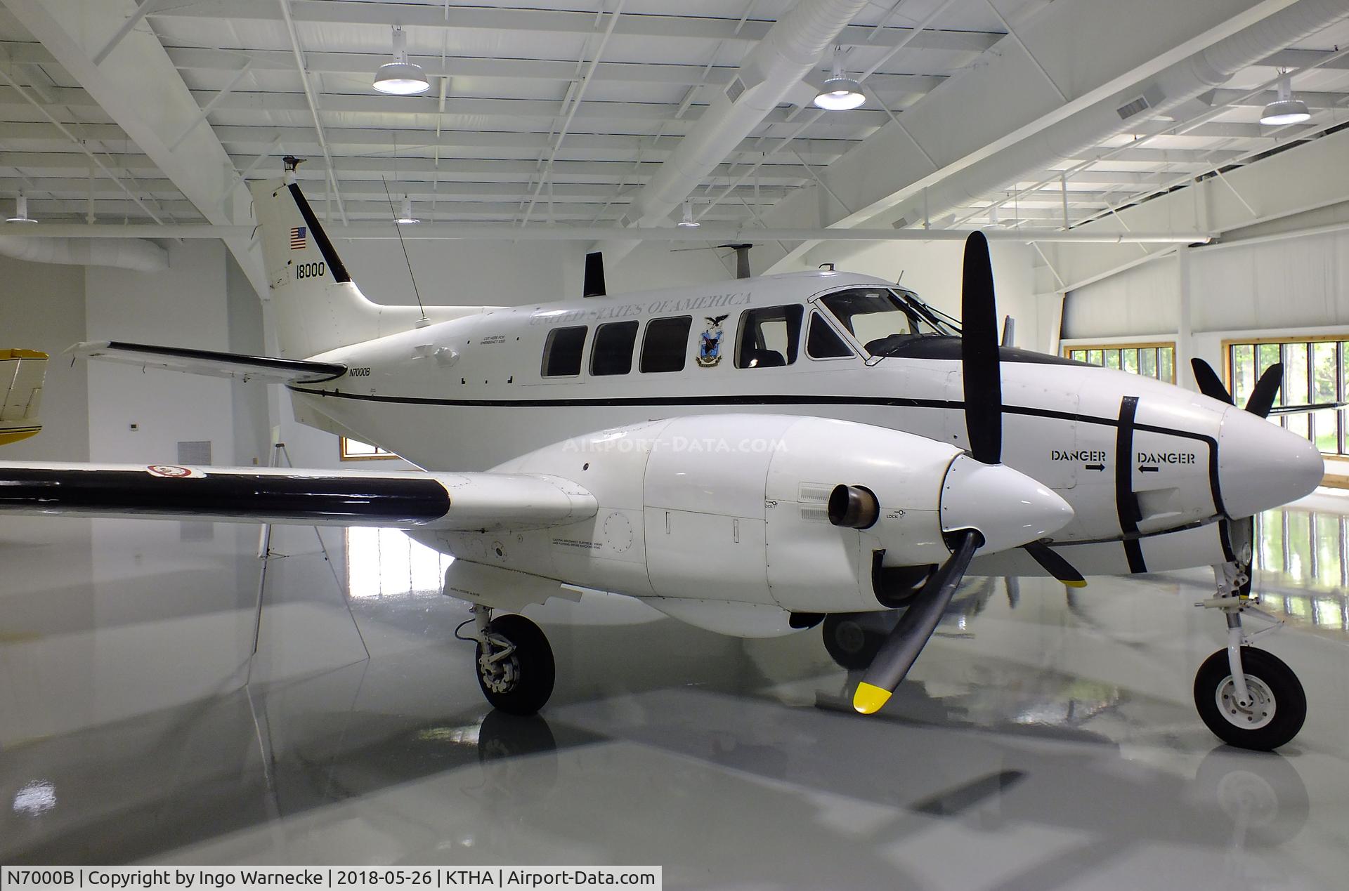 N7000B, 1966 Beech U-21A Ute C/N LM-01, Beechcraft U-21A Ute (Queen Air fuselage with King Air wings) at the Beechcraft Heritage Museum, Tullahoma TN