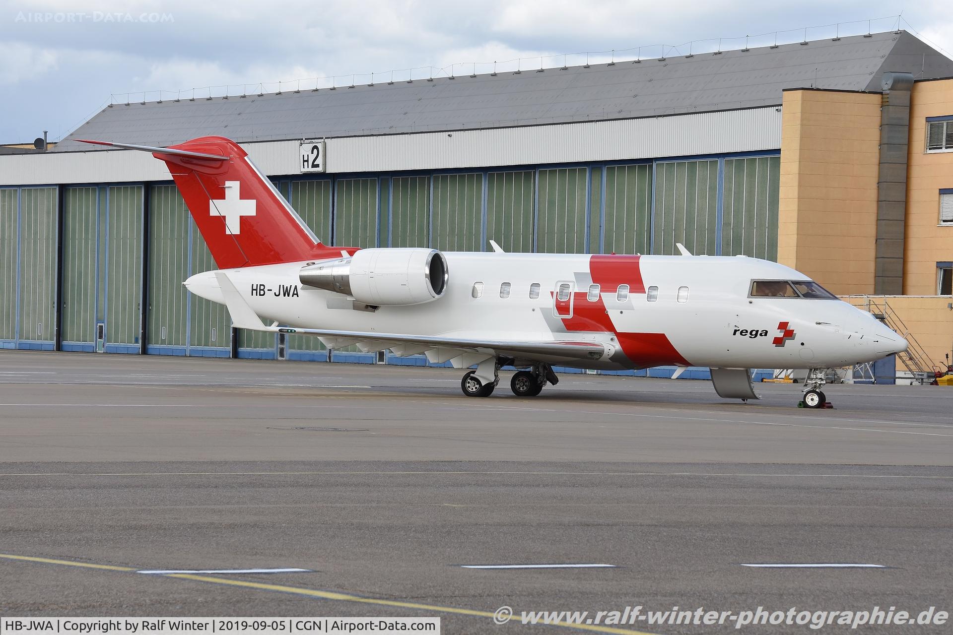 HB-JWA, 2016 Bombardier Challenger 650 (CL-600-2B16) C/N 6092, Bombardier CL-600-2B16 Challenger 650 - REGA Swiss Air Rescue - 6092 - HB-JWA - 05.09.2019 - CGN