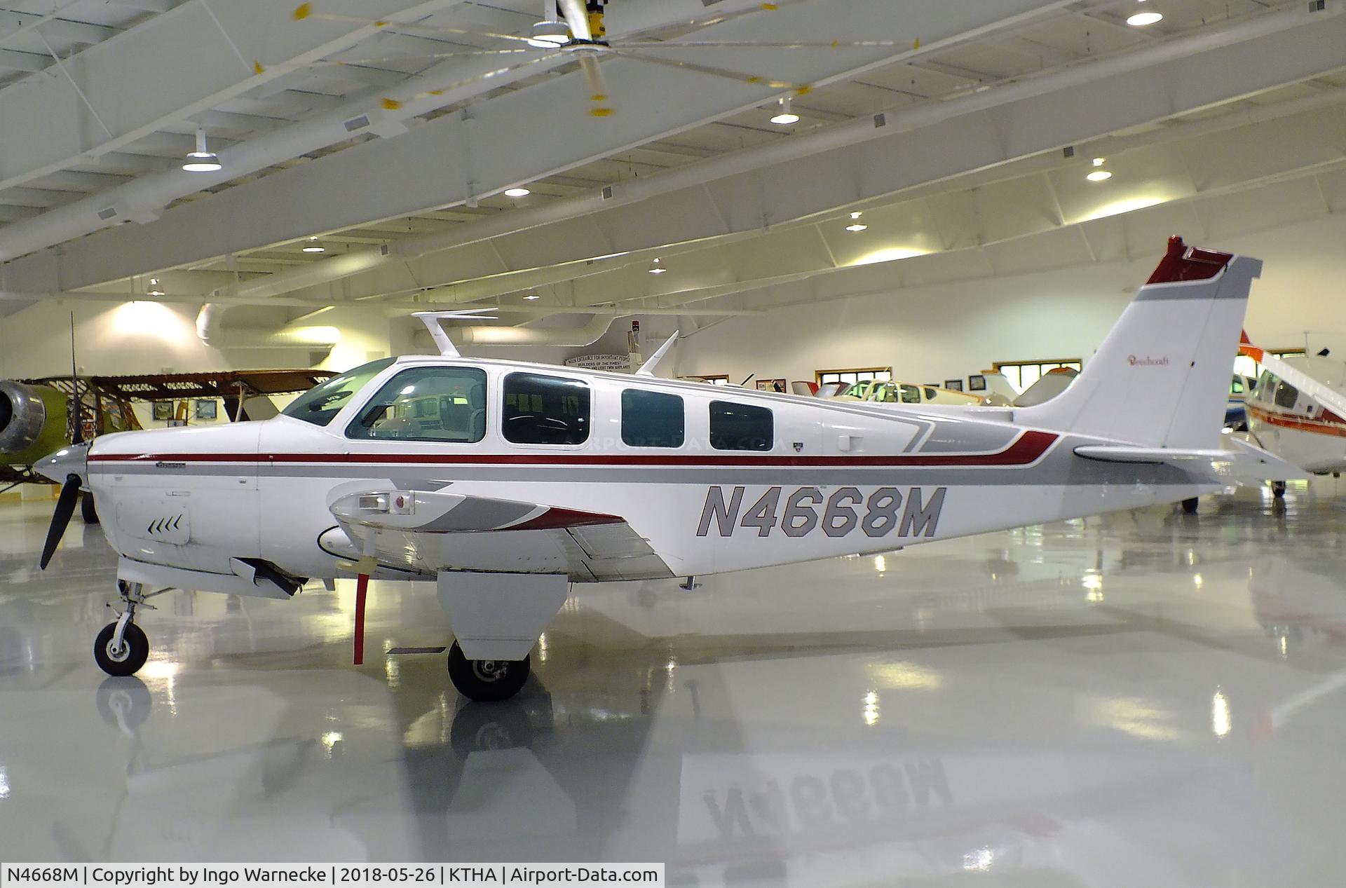 N4668M, 1978 Beech A36 Bonanza 36 C/N E-1252, Beechcraft A36 Bonanza at the Beechcraft Heritage Museum, Tullahoma TN