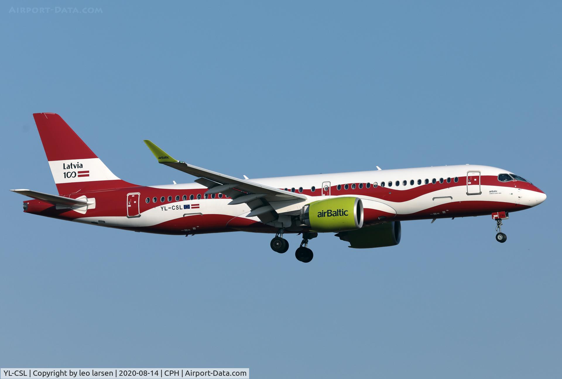 YL-CSL, 2018 Airbus A220-300 C/N 55041, Copenhagen 14.8.2020