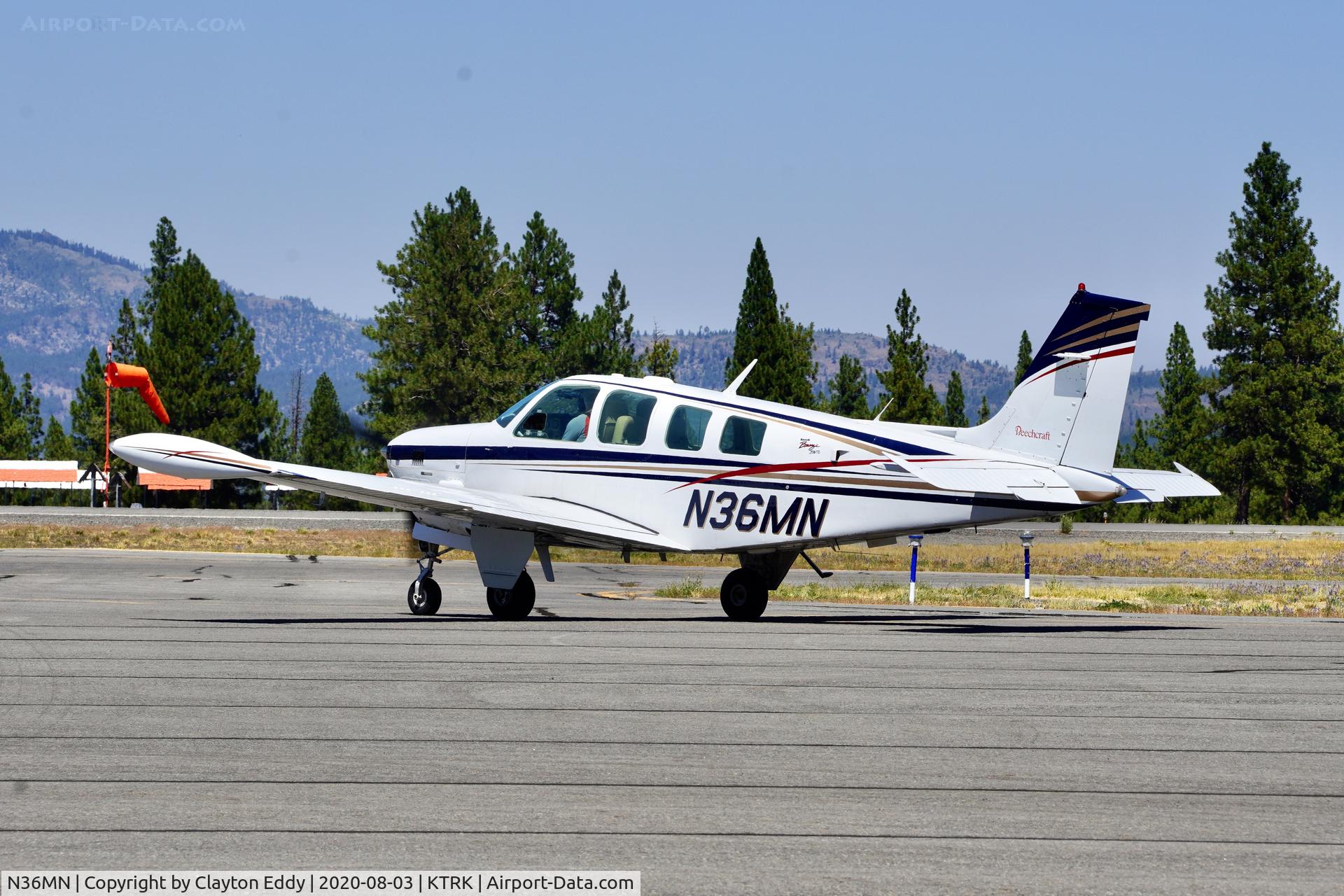N36MN, 1980 Beech A36TC Bonanza 36 C/N EA-79, Truckee airport California 2020.