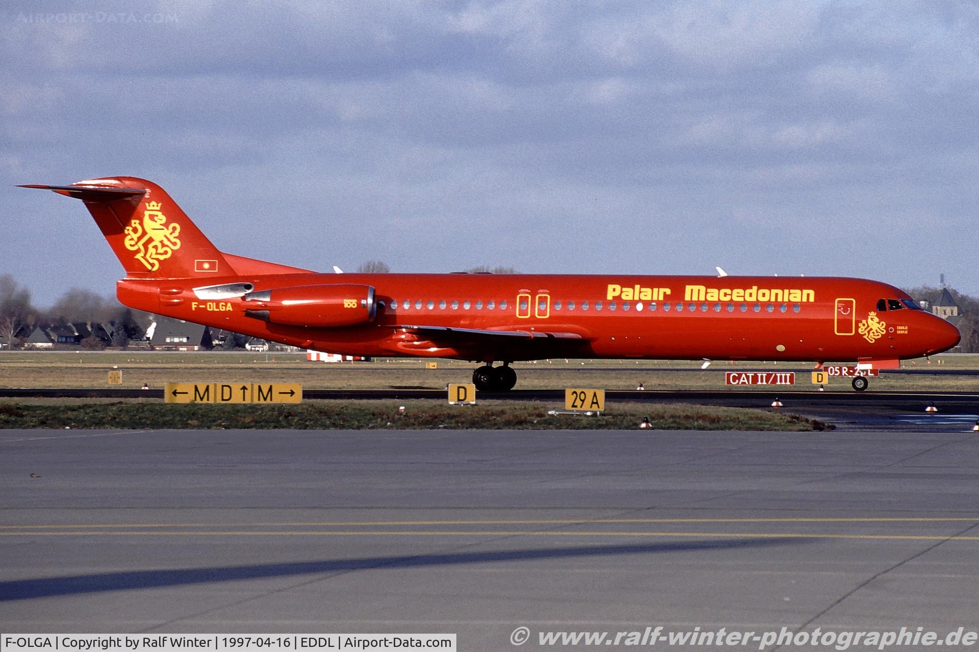 F-OLGA, 1990 Fokker 100 (F-28-0100) C/N 11290, Fokker 100 F28-0100 - 3D PMK Palair Macedonian - 11290 - F-OLGA - 04.1997 - DUS