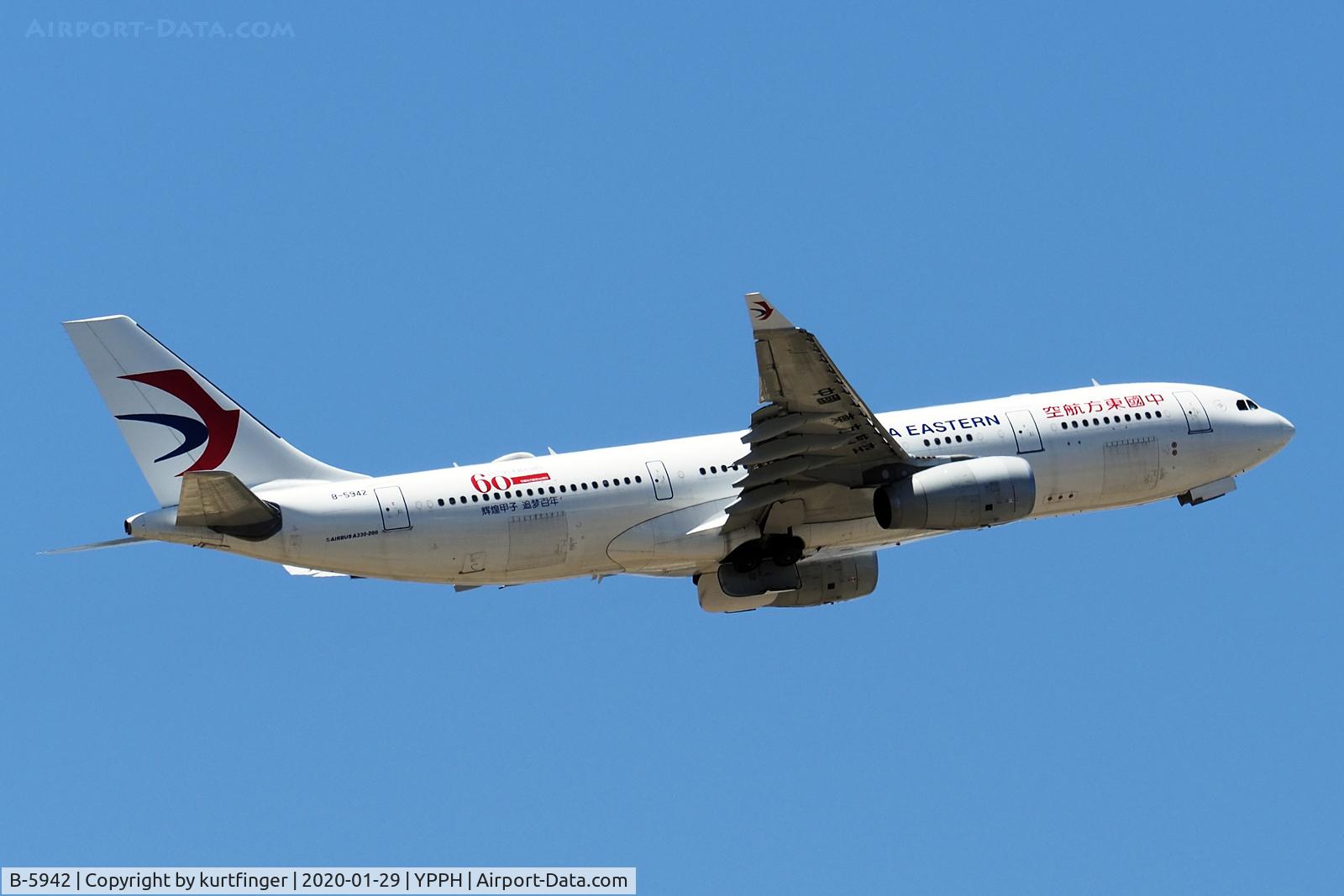 B-5942, 2013 Airbus A330-243 C/N 1500, Airbus A330-243 msn 1500 China Eastern B-5942 departeing rwy  21 YPPH 20012020