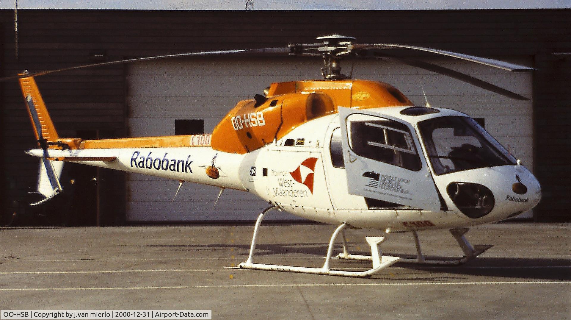 OO-HSB, 1982 Aerospatiale AS-355F-1 Ecureuil 2 C/N 5223, Scan from slide.