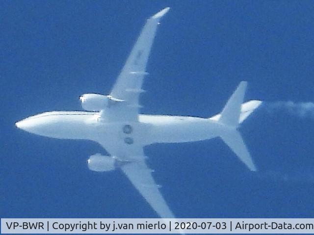 VP-BWR, 1999 Boeing 737-79T BBJ C/N 29317, Cruising over Ghent, Belgium VRN-STN