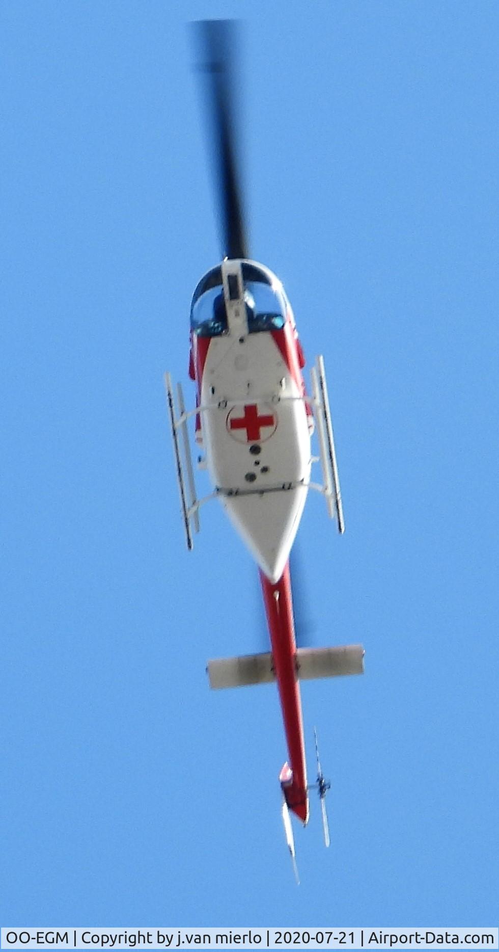 OO-EGM, 1973 Bell 206B JetRanger II C/N 1097, Passing over Ghent, Belgium