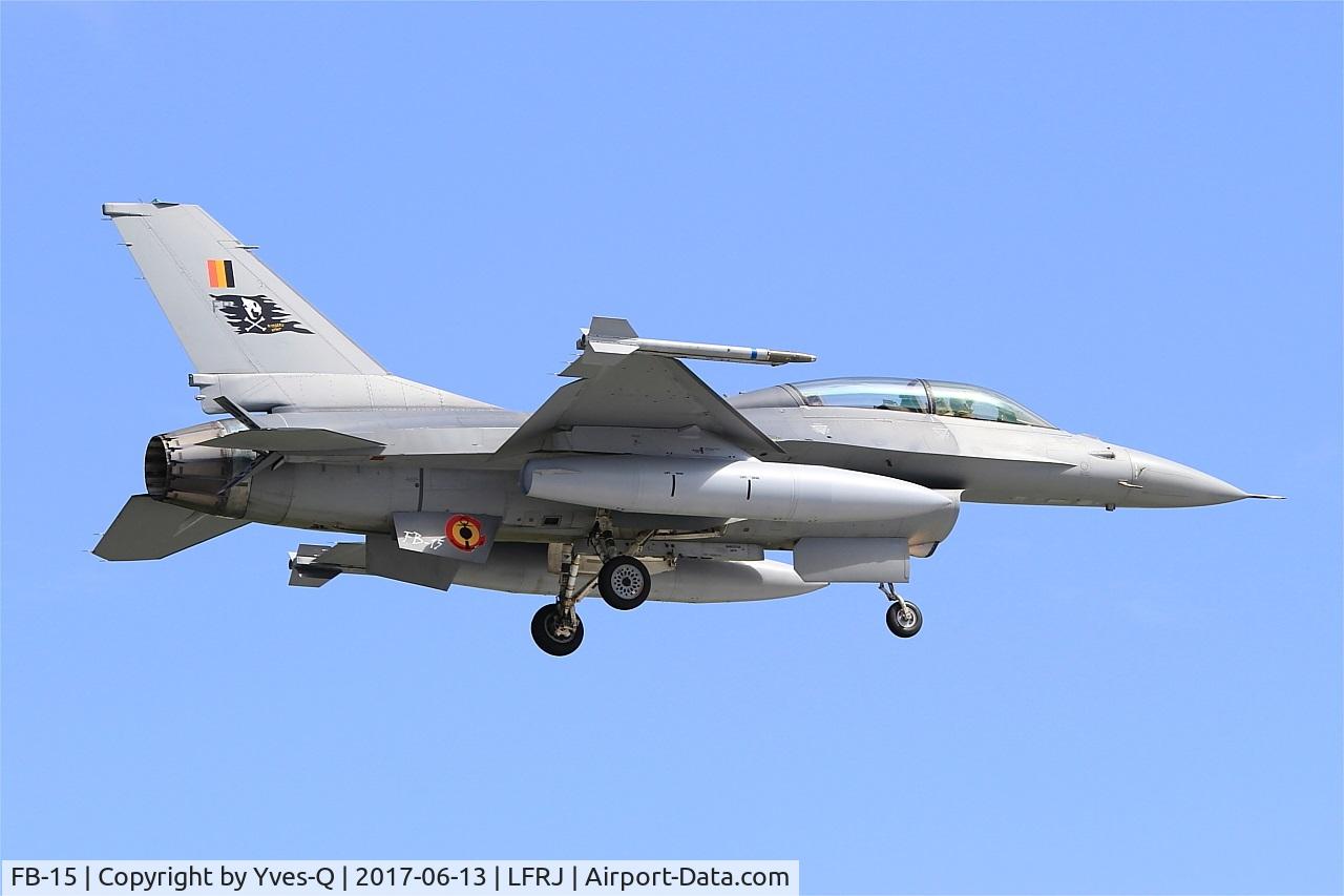 FB-15, General Dynamics F-16BM Fighting Falcon C/N 6J-15, General Dynamics F-16BM Fighting Falcon, On final rwy 08, Landivisiau Naval Air Base (LFRJ) Tiger Meet 2017