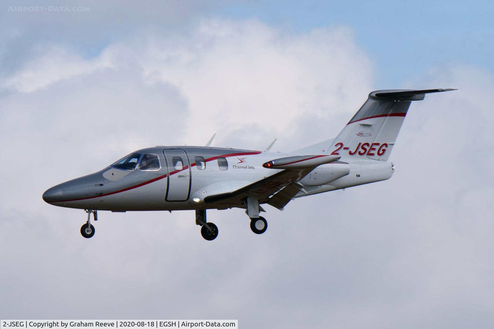 2-JSEG, 2008 Eclipse Aviation Corp EA500 C/N 000144, Landing at Norwich.