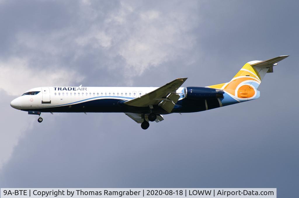 9A-BTE, 1992 Fokker 100 (F-28-0100) C/N 11416, Trade Air Fokker 100