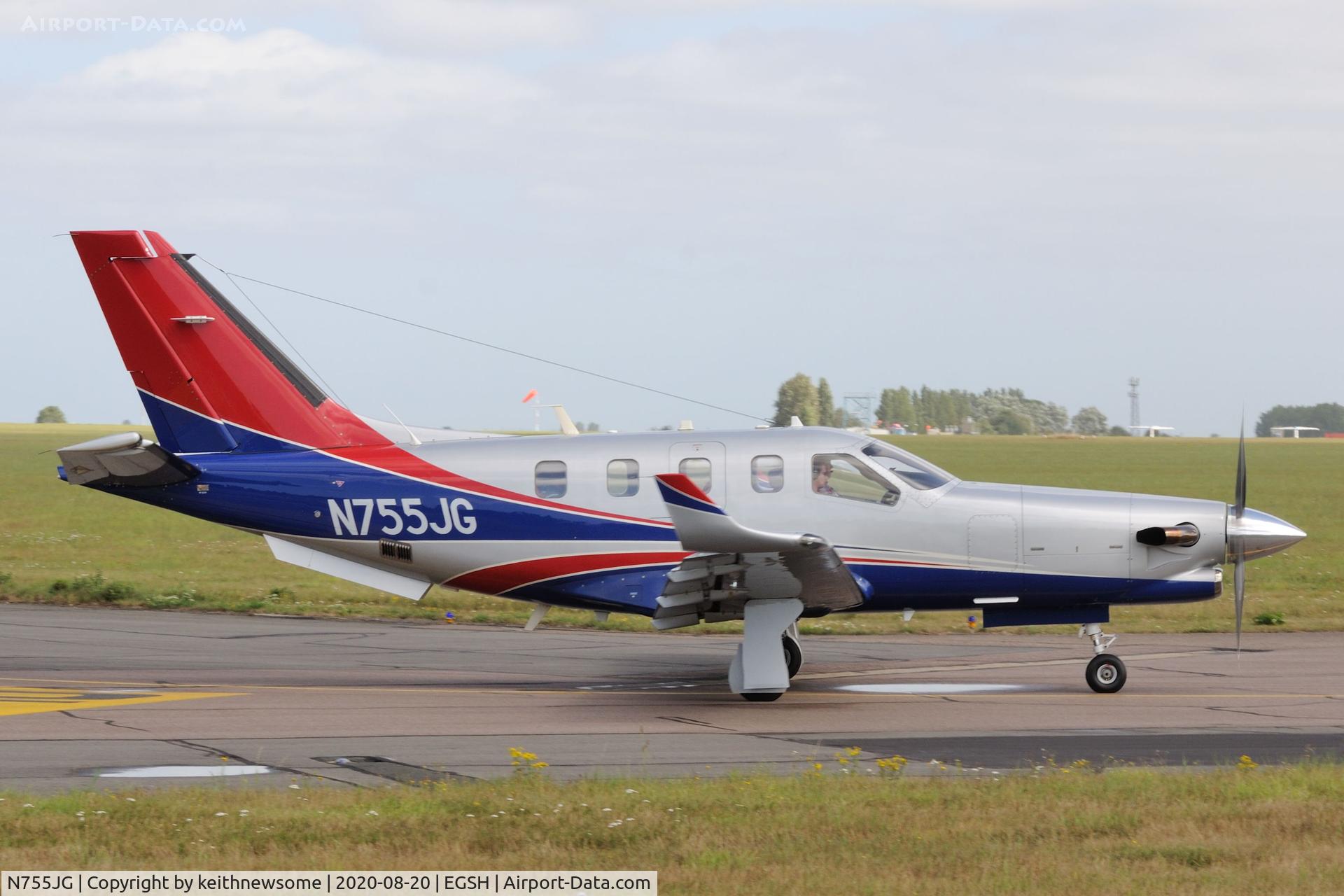 N755JG, 2014 Socata TBM-900 C/N 1039, Leaving Norwich for local flight.