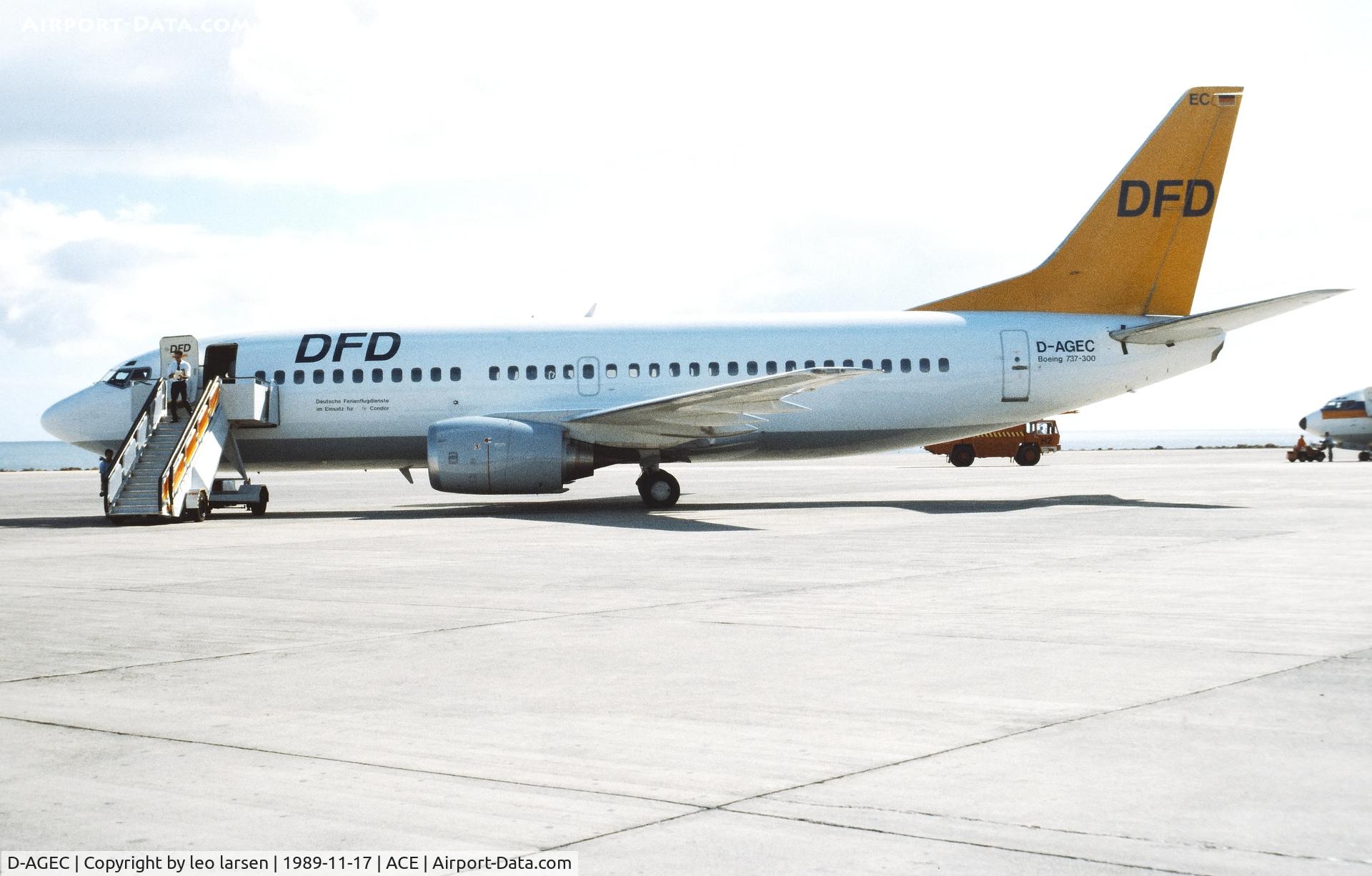 D-AGEC, 1988 Boeing 737-35B C/N 23972, Lanzarote 17.11.1989