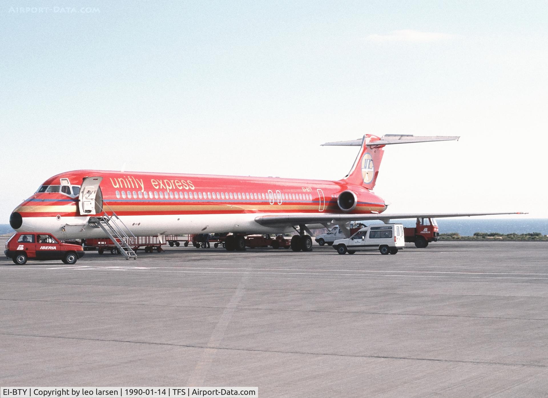 EI-BTY, 1988 McDonnell Douglas MD-82 (DC-9-82) C/N 49667, Tenerife 14.1.1990