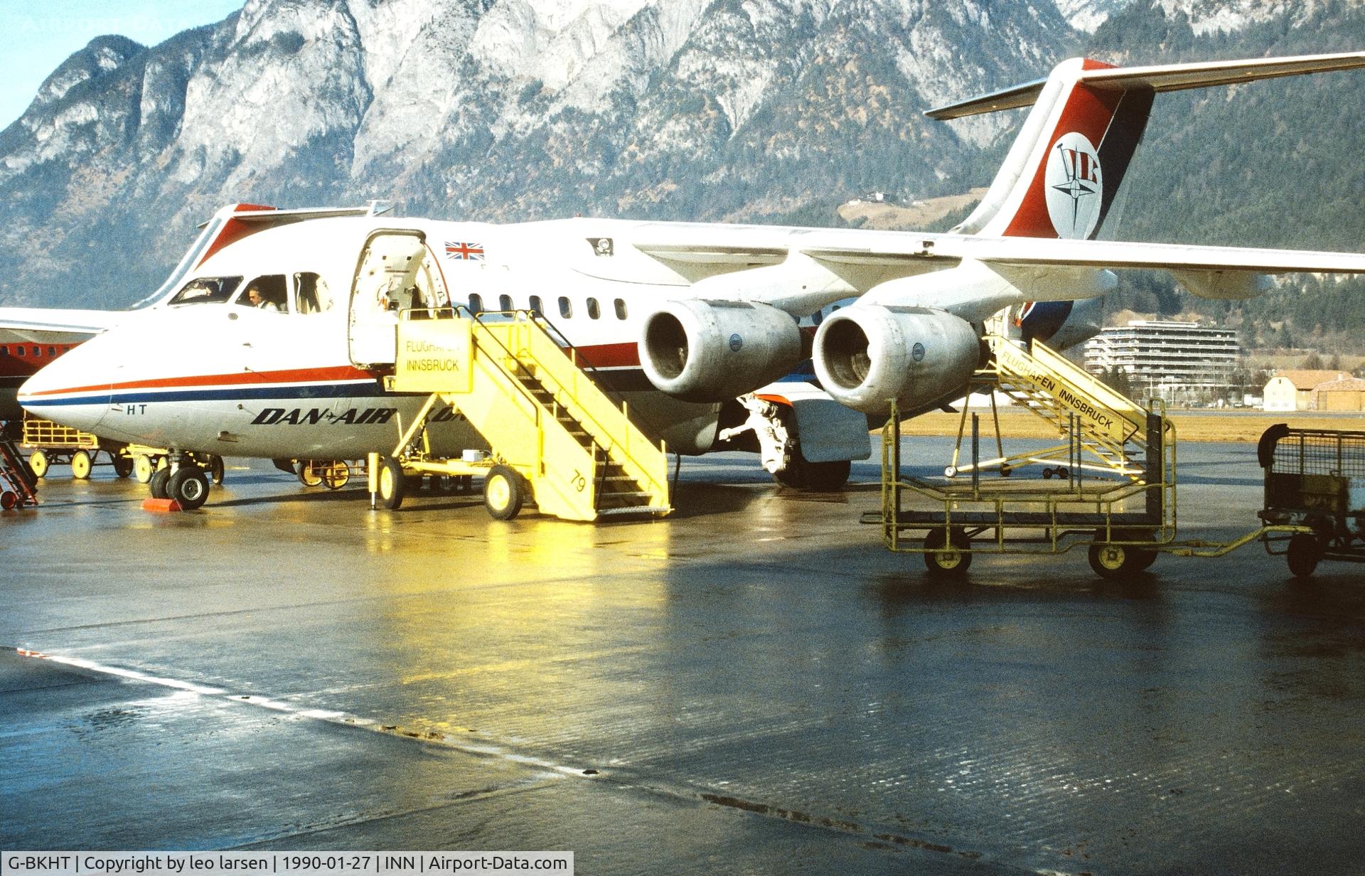 G-BKHT, 1983 British Aerospace BAe.146-100 C/N E1007, Innsbruck 27.1.1990