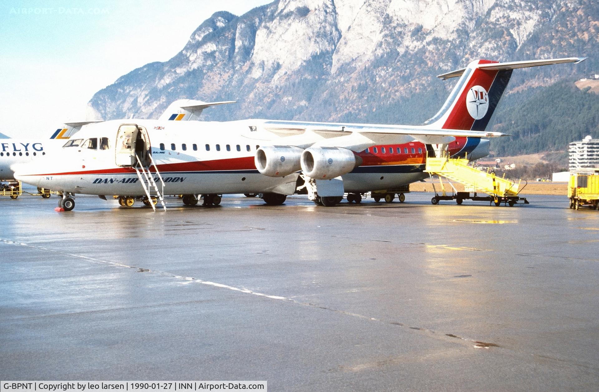 G-BPNT, 1989 British Aerospace BAe.146-300 C/N E3126, Innsbruck 27.1.1990