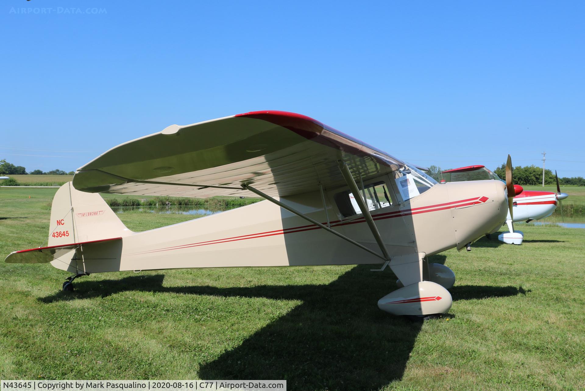 N43645, Taylorcraft BC12-D C/N 7304, Taylorcraft BC12-D