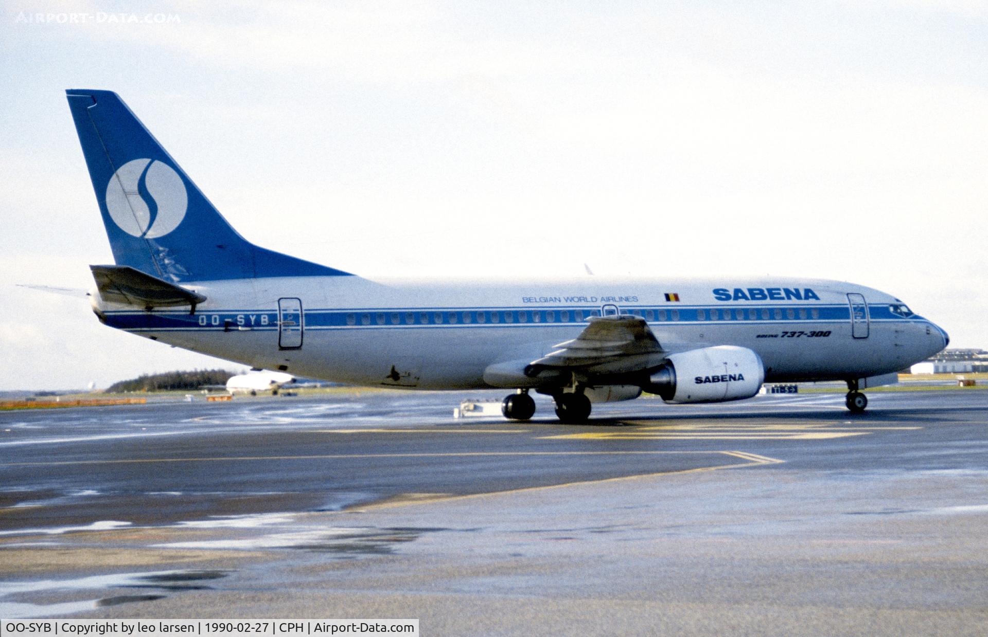 OO-SYB, 1989 Boeing 737-329 C/N 24356, Copenhagen 27.2.1990