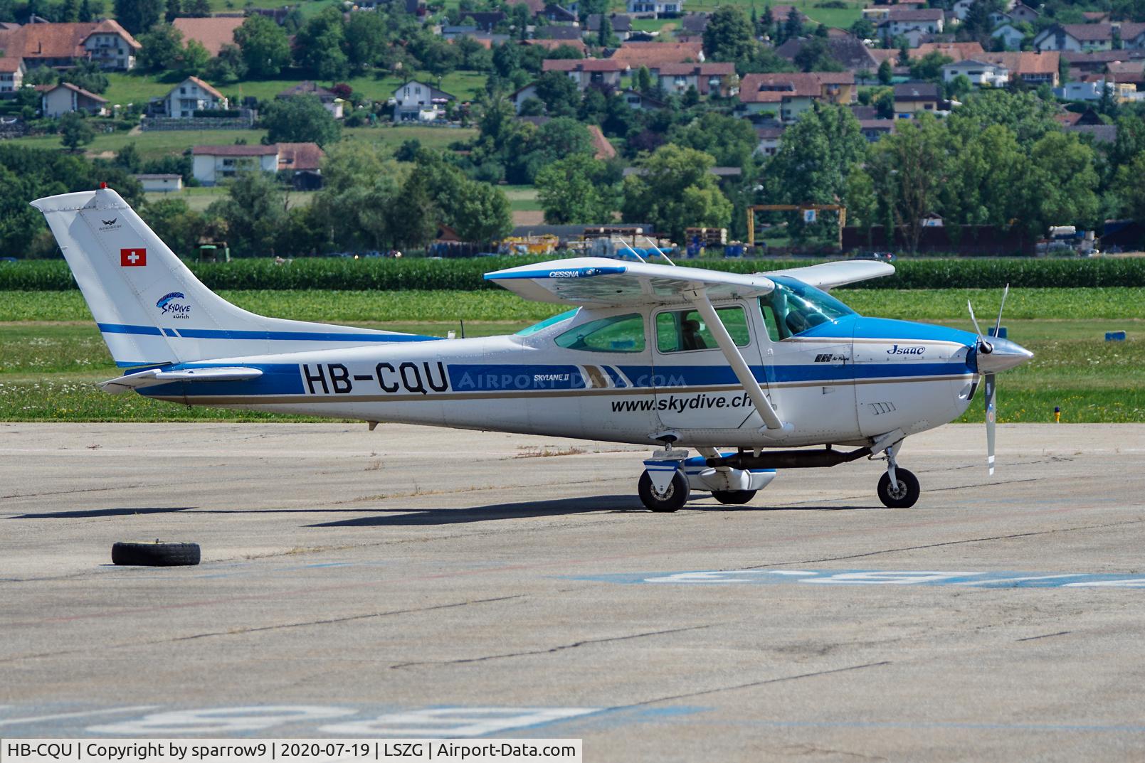 HB-CQU, 1979 Cessna 182Q Skylane C/N 18266611, At Grenche. Hb-registered since 1999-08-02
