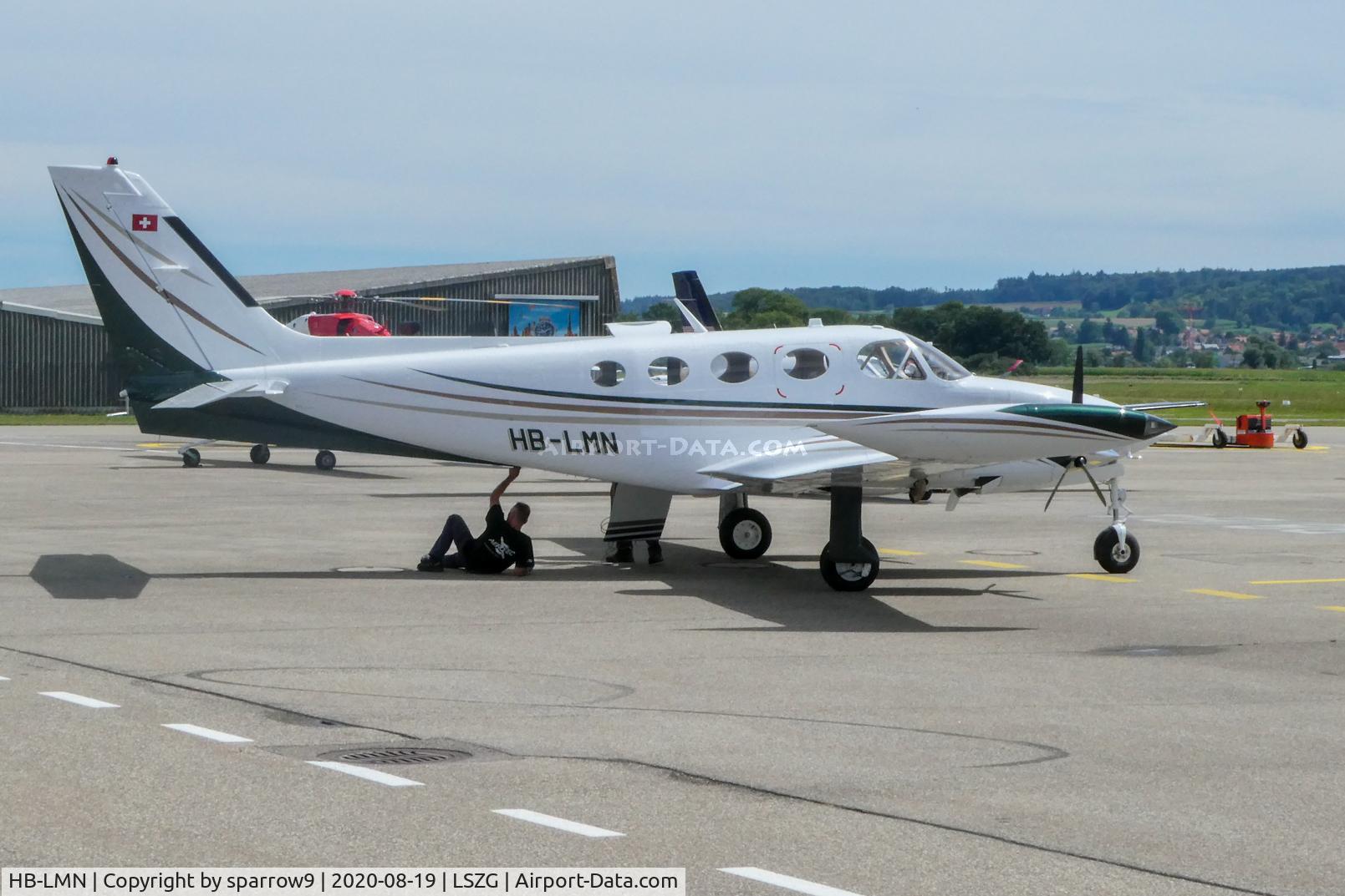 HB-LMN, 1979 Cessna 340A C/N 340A-0948, Out of the maintenance hangar. HB-registred from 1981-01-09 til 2010-04-04 and after some time on the G-register (2010-04-28 until 2018-06-22)  again as HB-LMN since 2018-09-03