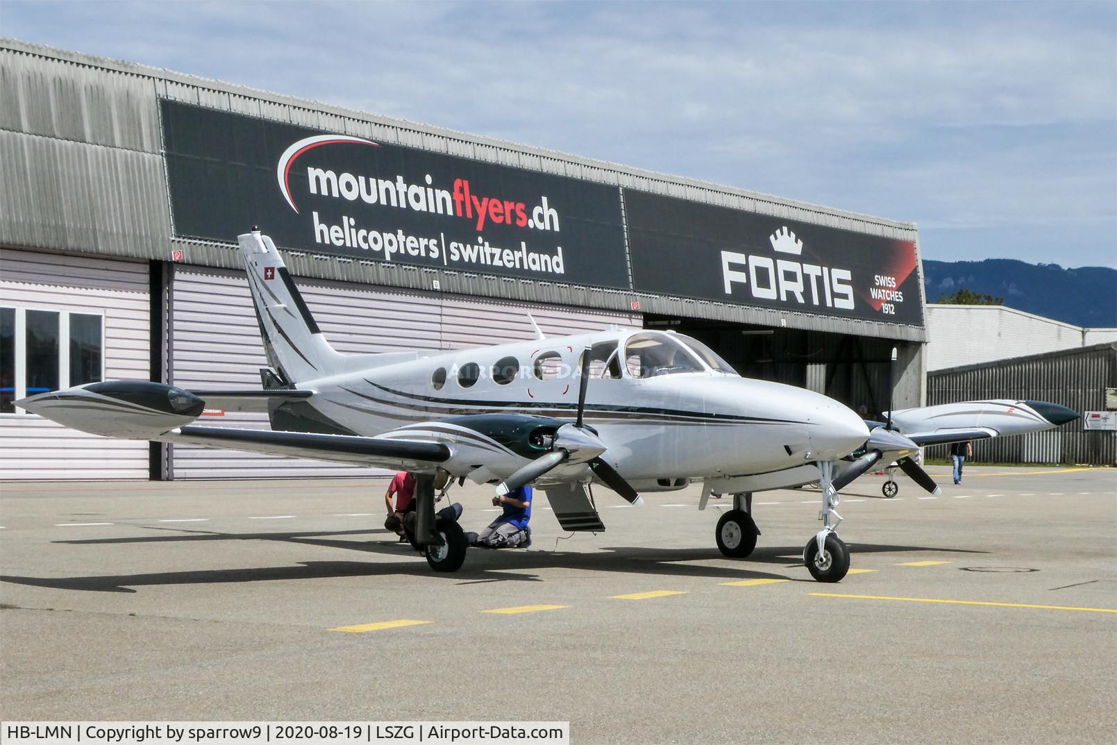 HB-LMN, 1979 Cessna 340A C/N 340A-0948, Out of the maintenance hangar. HB-registred from 1981-01-09 til 2010-04-04 and after some time on the G-register (2010-04-28 until 2018-06-22)  again as HB-LMN since 2018-09-03