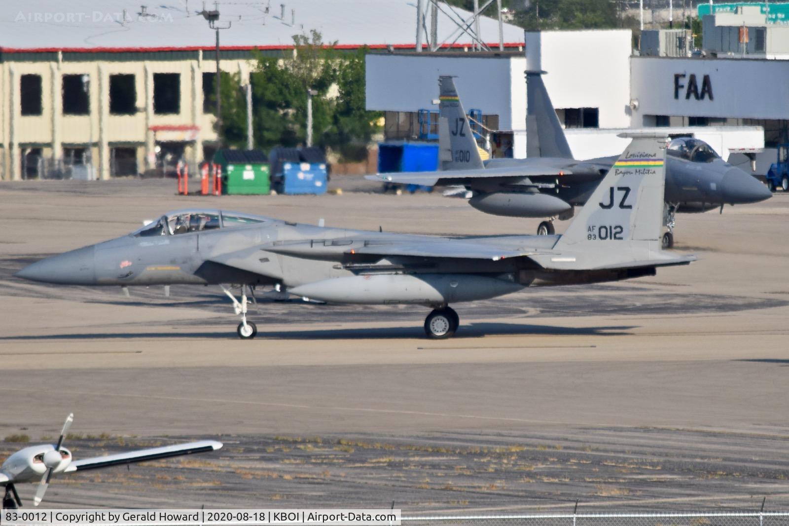 83-0012, 1983 McDonnell Douglas F-15C Eagle C/N 0858/C272, Taxiing on the north GA ramp.159th FW 