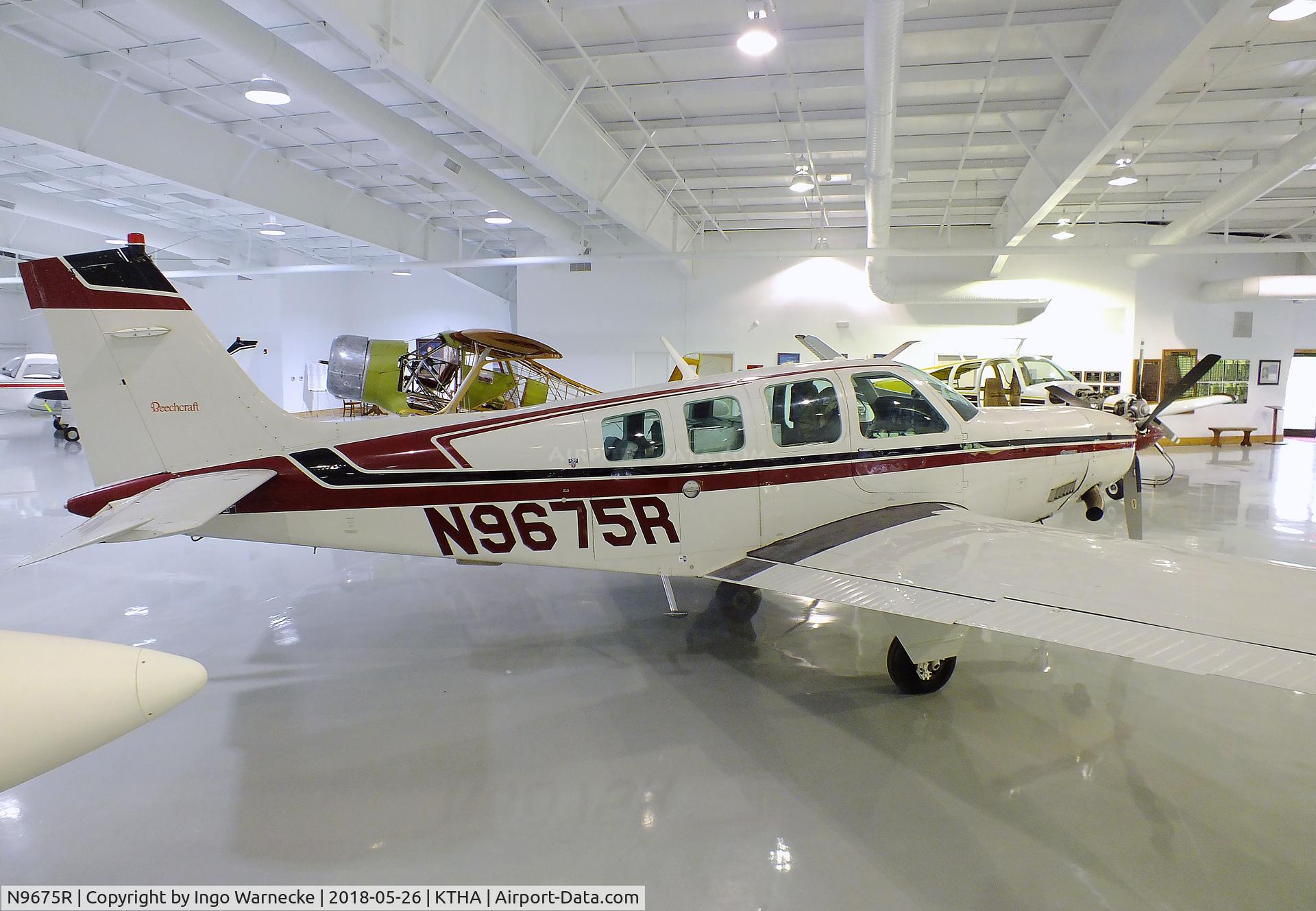 N9675R, 1989 Beech A36 Bonanza 36 C/N E-2503, Beechcraft / Reiss A36 Turbo Bonanza, converted to Soloy Allison 250-B17C turboprop, at the Beechcraft Heritage Museum, Tullahoma TN