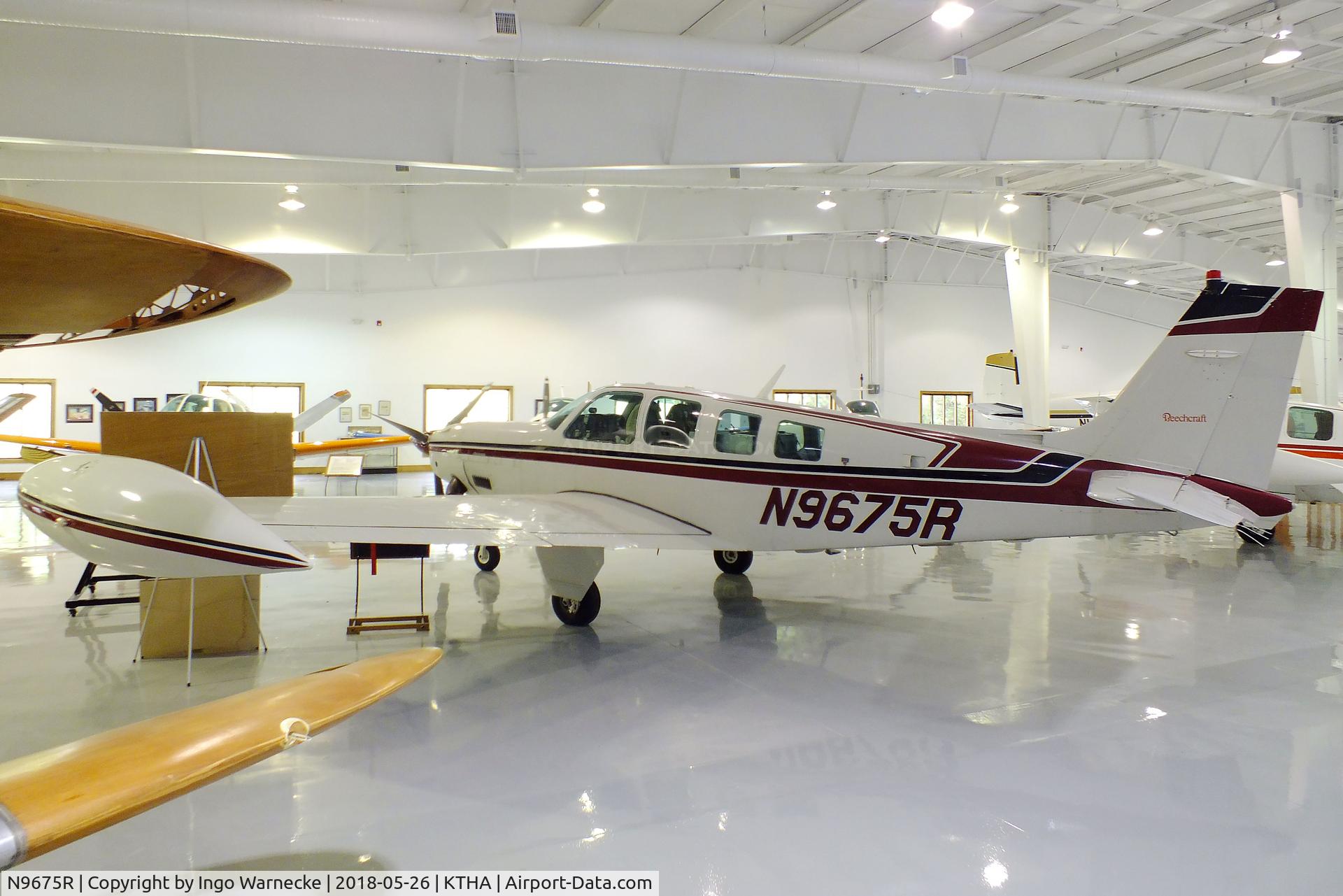 N9675R, 1989 Beech A36 Bonanza 36 C/N E-2503, Beechcraft / Reiss A36 Turbo Bonanza, converted to Soloy Allison 250-B17C turboprop, at the Beechcraft Heritage Museum, Tullahoma TN
