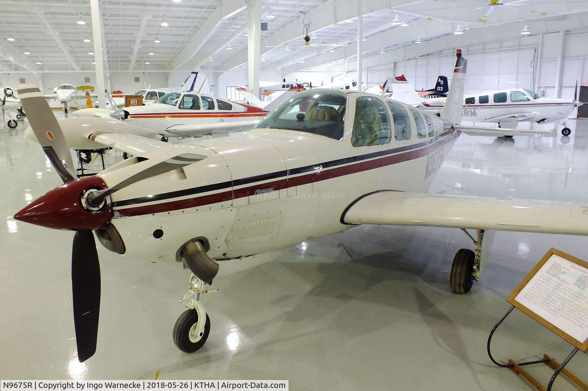 N9675R, 1989 Beech A36 Bonanza 36 C/N E-2503, Beechcraft / Reiss A36 Turbo Bonanza, converted to Soloy Allison 250-B17C turboprop, at the Beechcraft Heritage Museum, Tullahoma TN