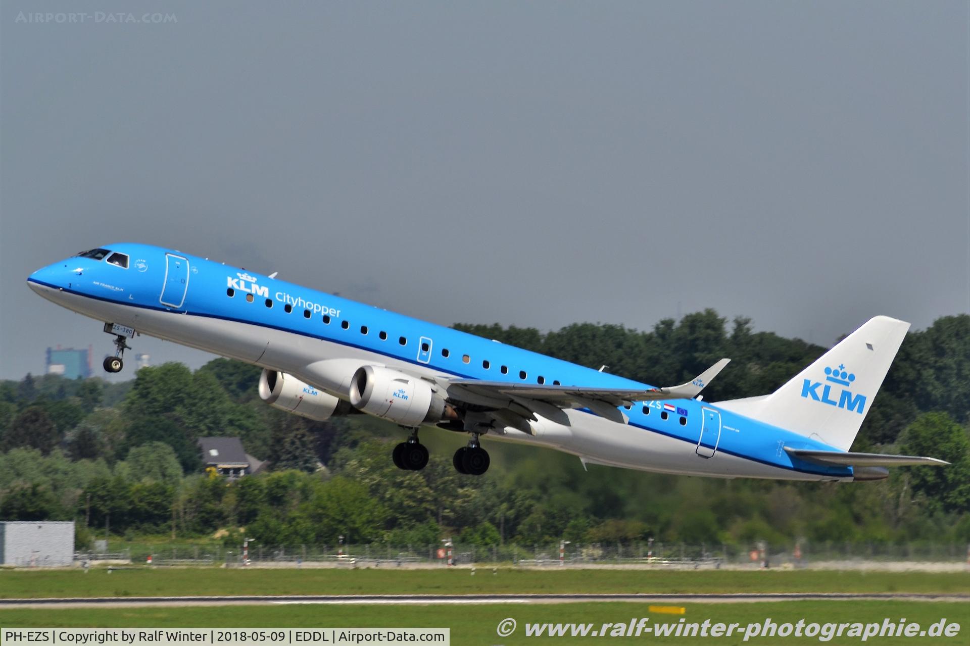 PH-EZS, 2010 Embraer 190LR (ERJ-190-100LR) C/N 19000380, Embraer ERJ-190STD 190-100 - WA KLC KLM Cityhopper - 19000380 - PH-EZS - 09.05.2018 - DUS