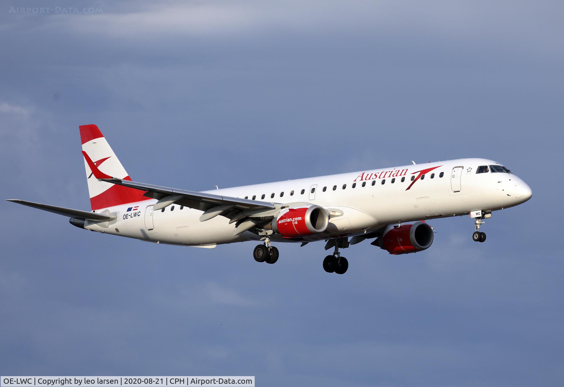 OE-LWC, 2010 Embraer 195LR (ERJ-190-200LR) C/N 19000350, Copenhagen 21.8.2020
