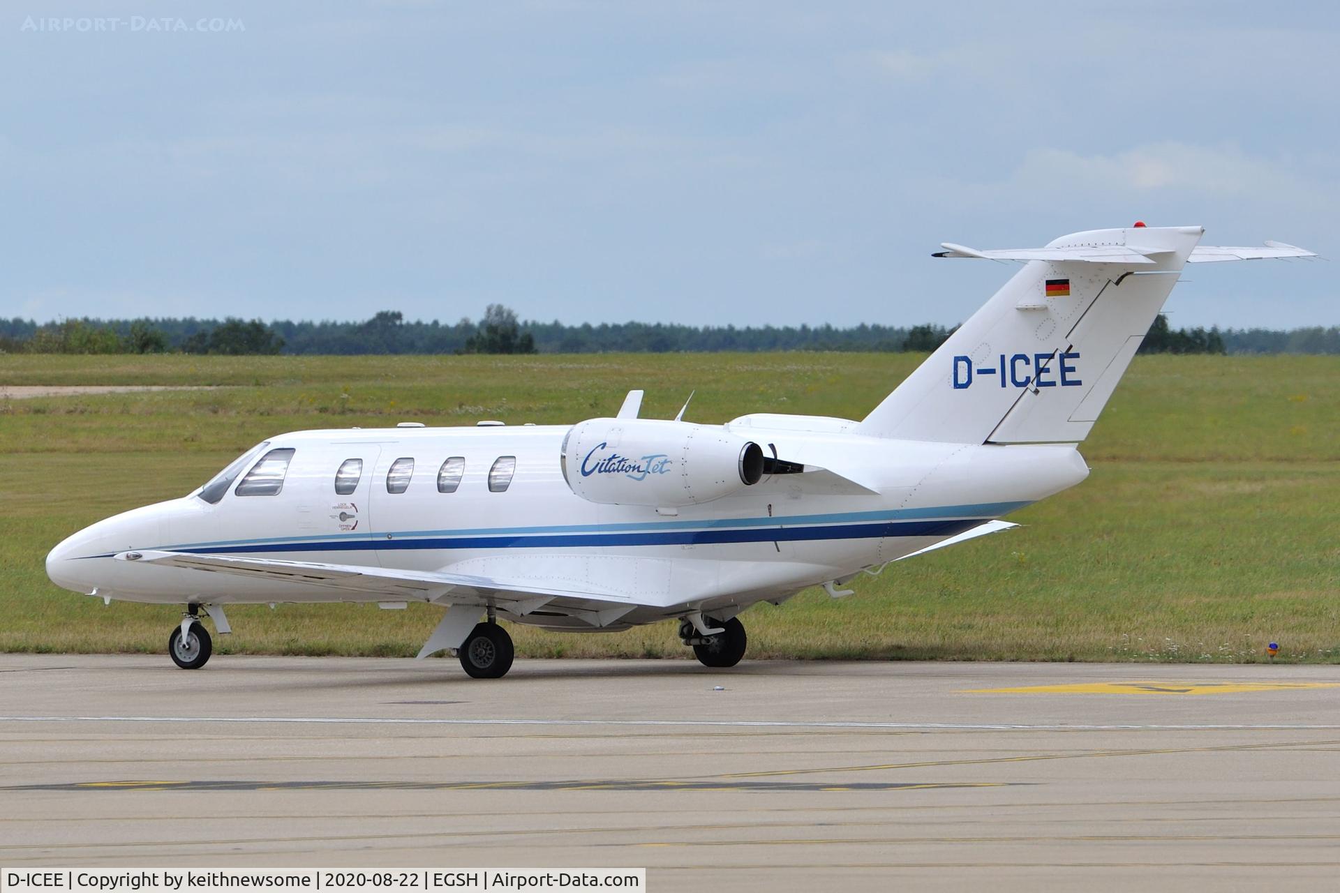 D-ICEE, 1995 Cessna 525 CitationJet C/N 525-0096, Arriving at Norwich from Schonefeld.