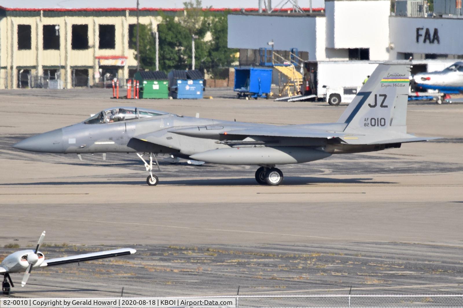 82-0010, 1982 McDonnell Douglas F-15C Eagle C/N 822/C241, Taxiing on north GA ramp. 159th FW 