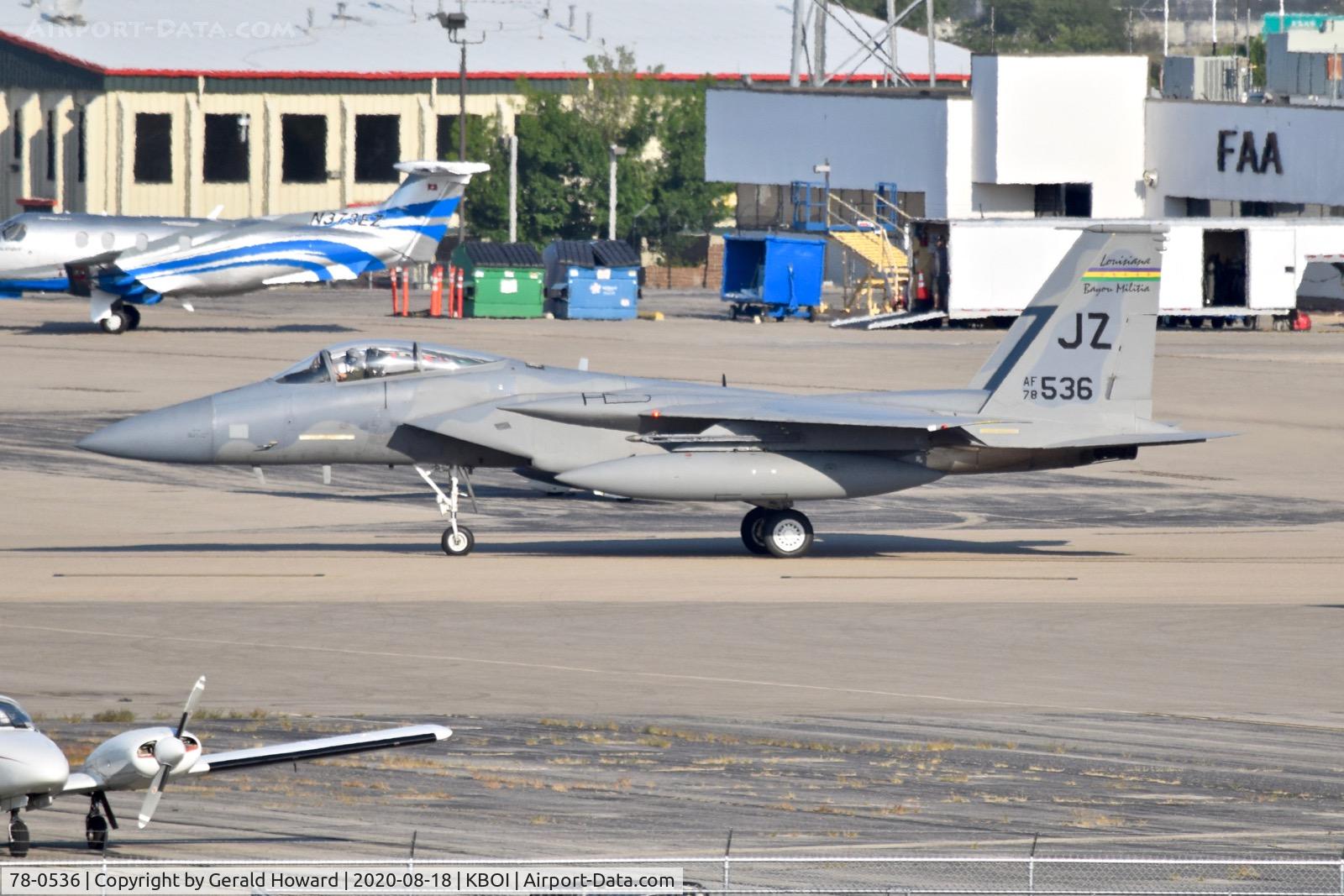 78-0536, 1978 McDonnell Douglas F-15C Eagle Eagle C/N 0526/C069, Taxiing on north GA ramp.  159th FW 