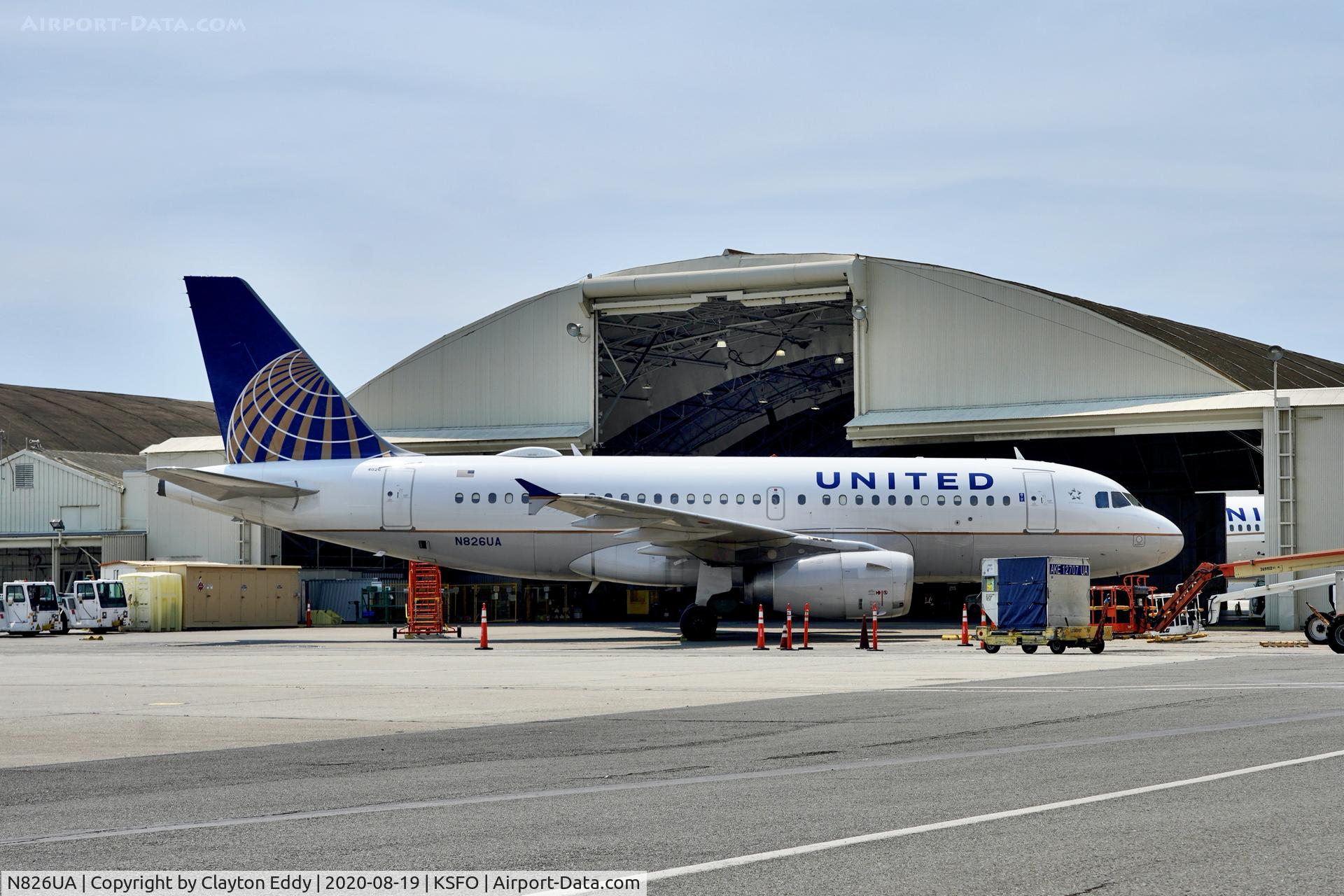 N826UA, 1999 Airbus A319-131 C/N 989, SFO 2020.