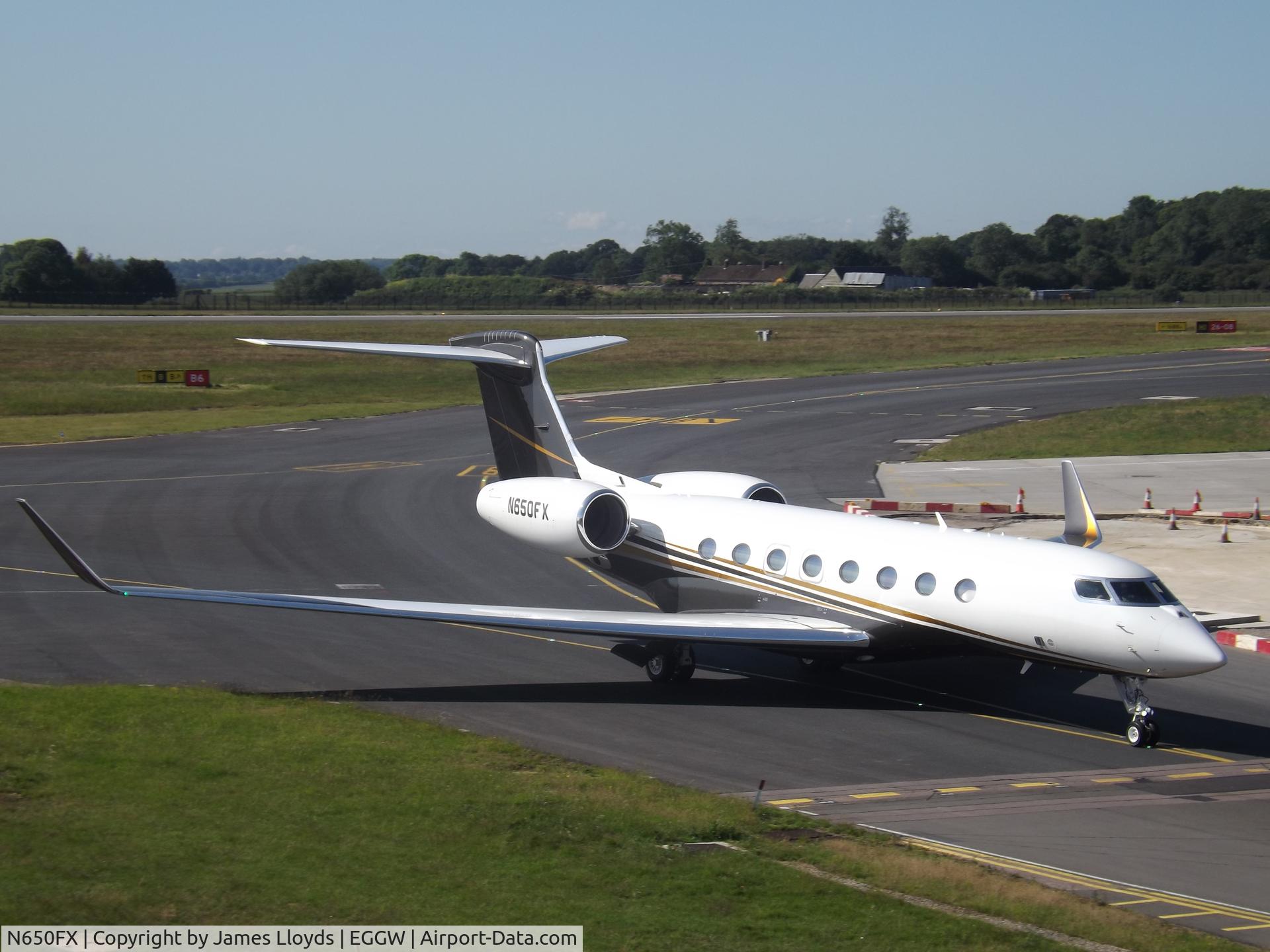 N650FX, 2017 Gulfstream Aerospace G-VI (G650) C/N 6268, Taxing in at Luton Airport.