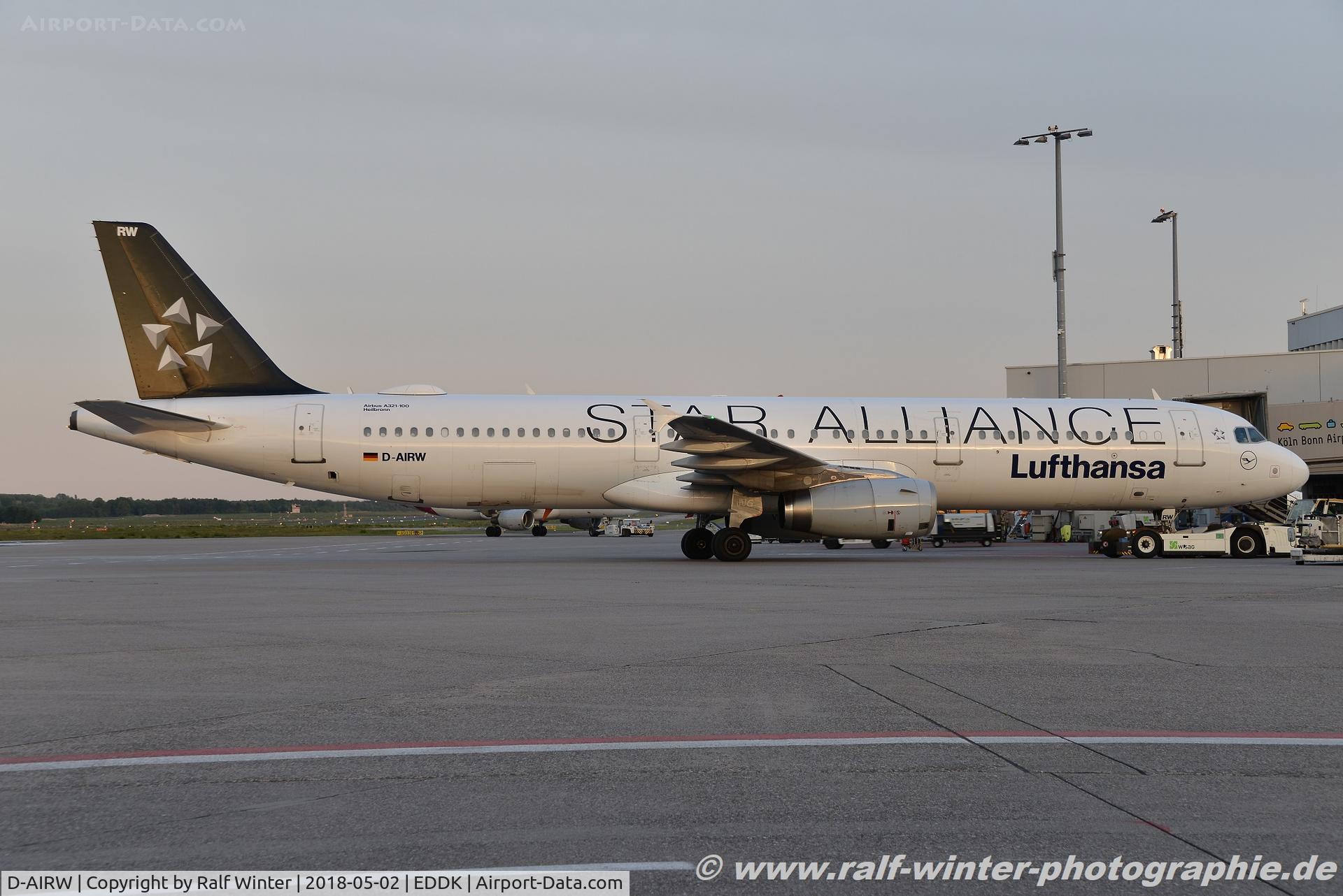 D-AIRW, 1997 Airbus A321-131 C/N 0699, Airbus A321-131 - LH DLH Lufthansa 'Heilbronn' 'Star Alliance' - 699 - D-AIRW - 02.05.2018 - CGN