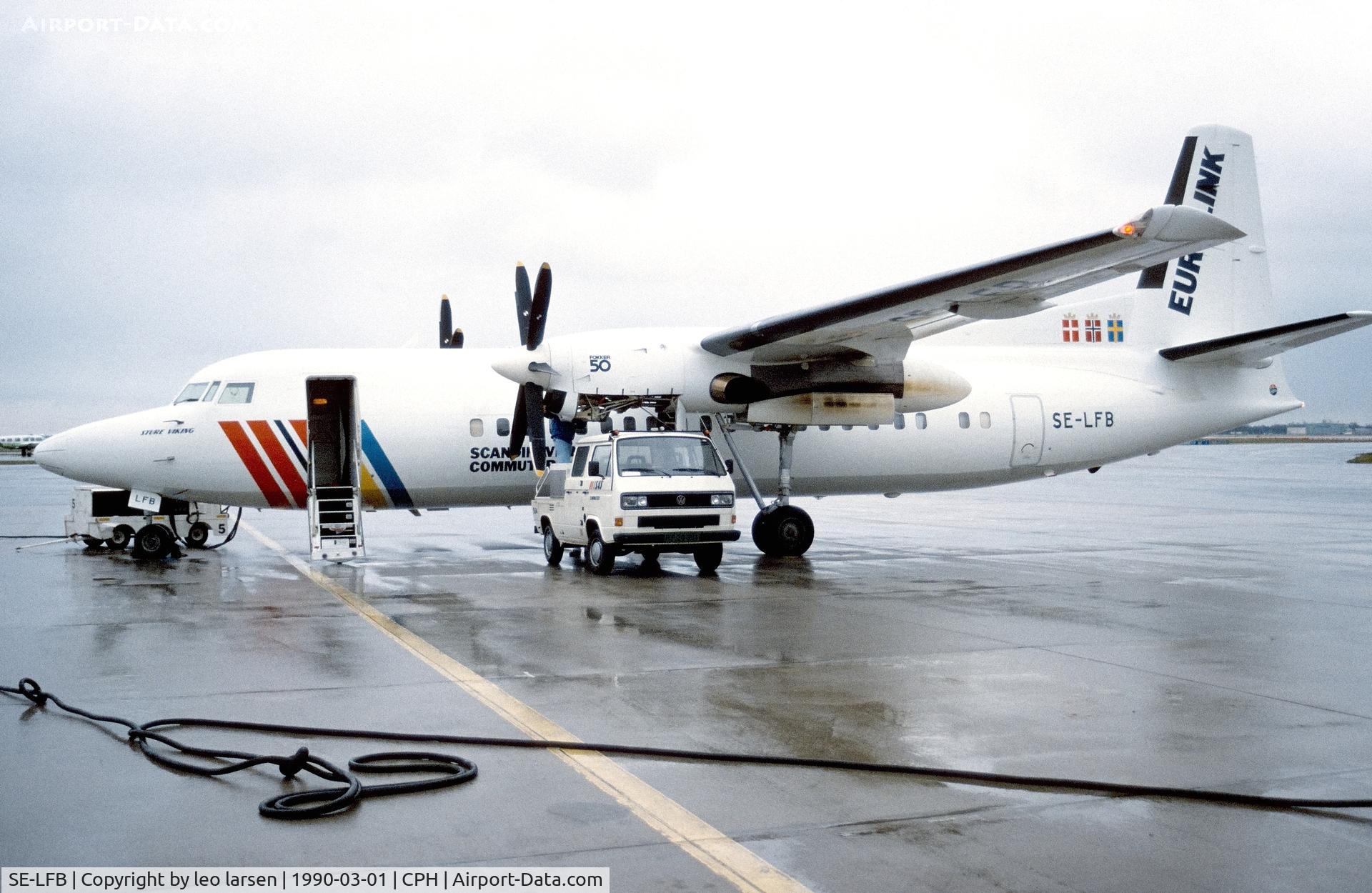 SE-LFB, 1989 Fokker 50 C/N 20169, Copenhagen 1.3.1990