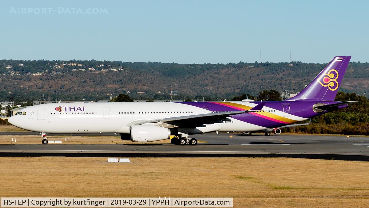 HS-TEP, 2009 Airbus A330-343X C/N 1035, Airbus A330-343, cn 1035 type A333. Thai Airways HS-TEP rw06 YPPH 29 March 2019