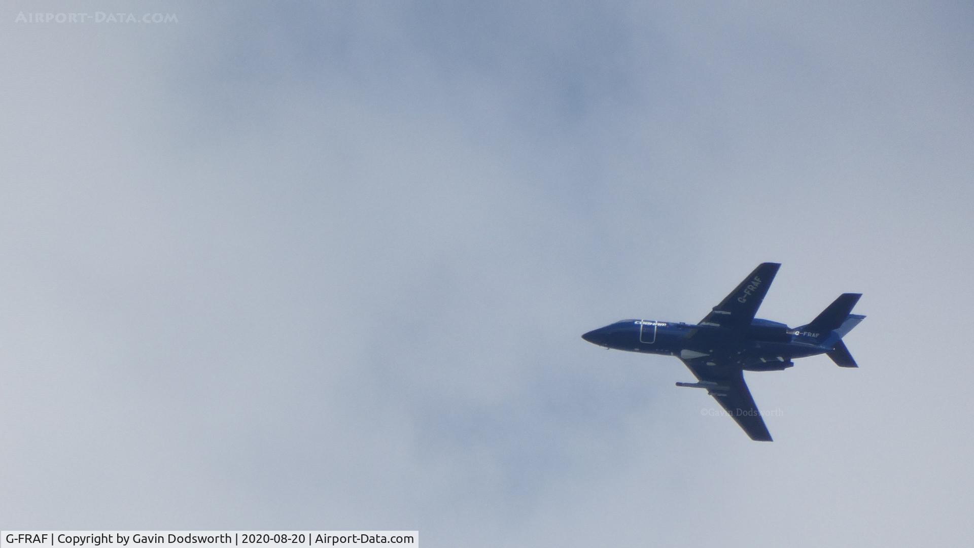 G-FRAF, 1974 Dassault Falcon (Mystere) 20E C/N 295, Over Darlington on Monday 24th August 2020