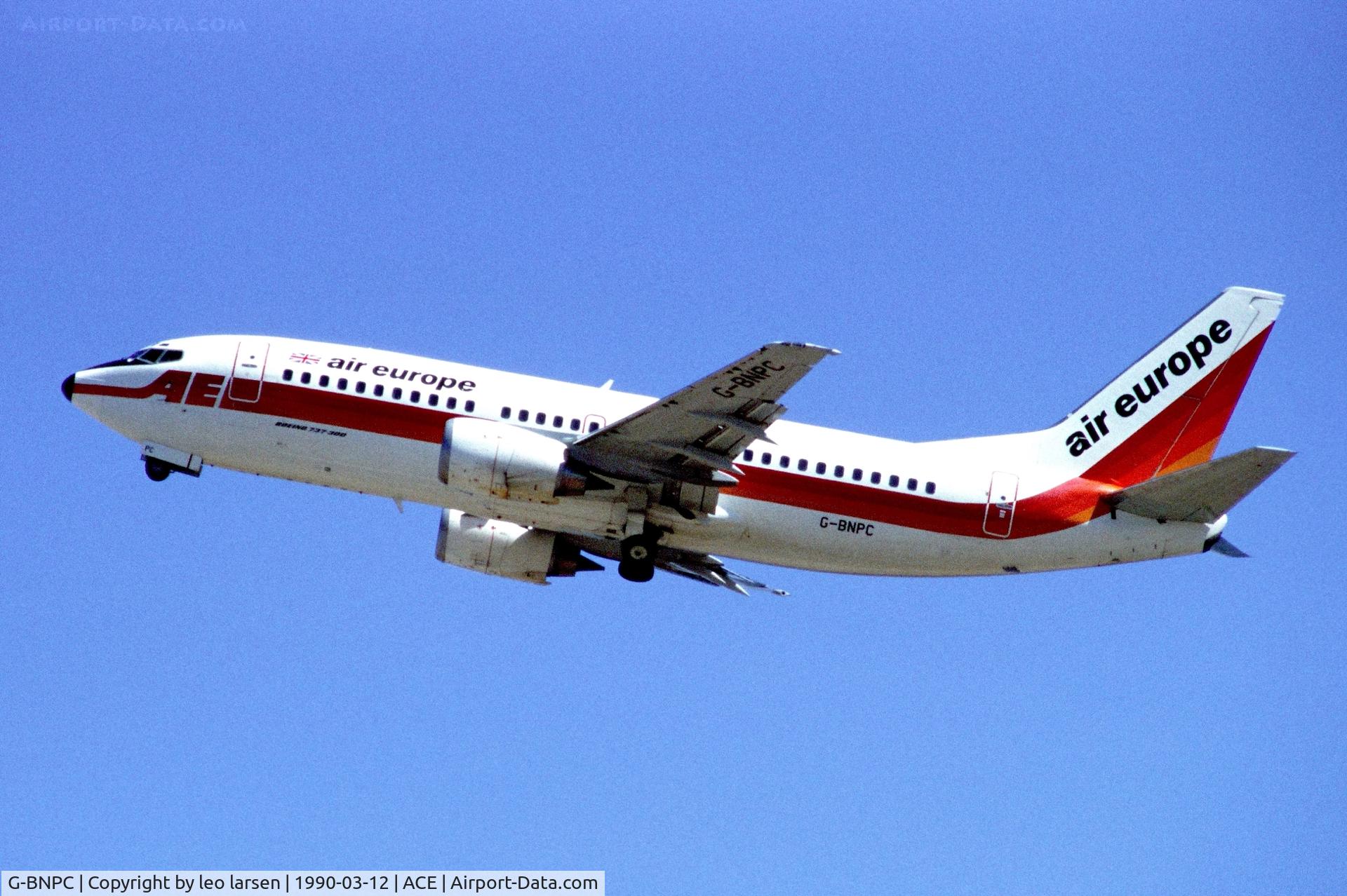 G-BNPC, 1988 Boeing 737-3S3 C/N 24060, Lanzarote 12.3.1990