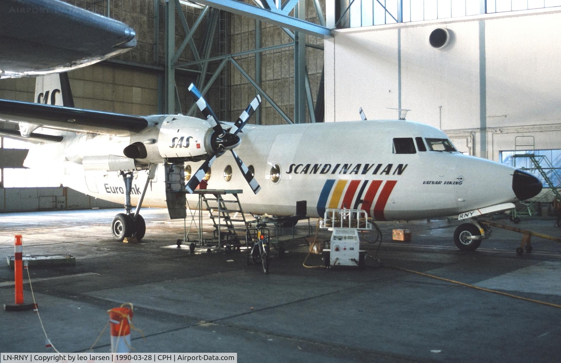 LN-RNY, 1969 Fokker F.27-600 Friendship C/N 10419, Copenhagen 28.3.1990