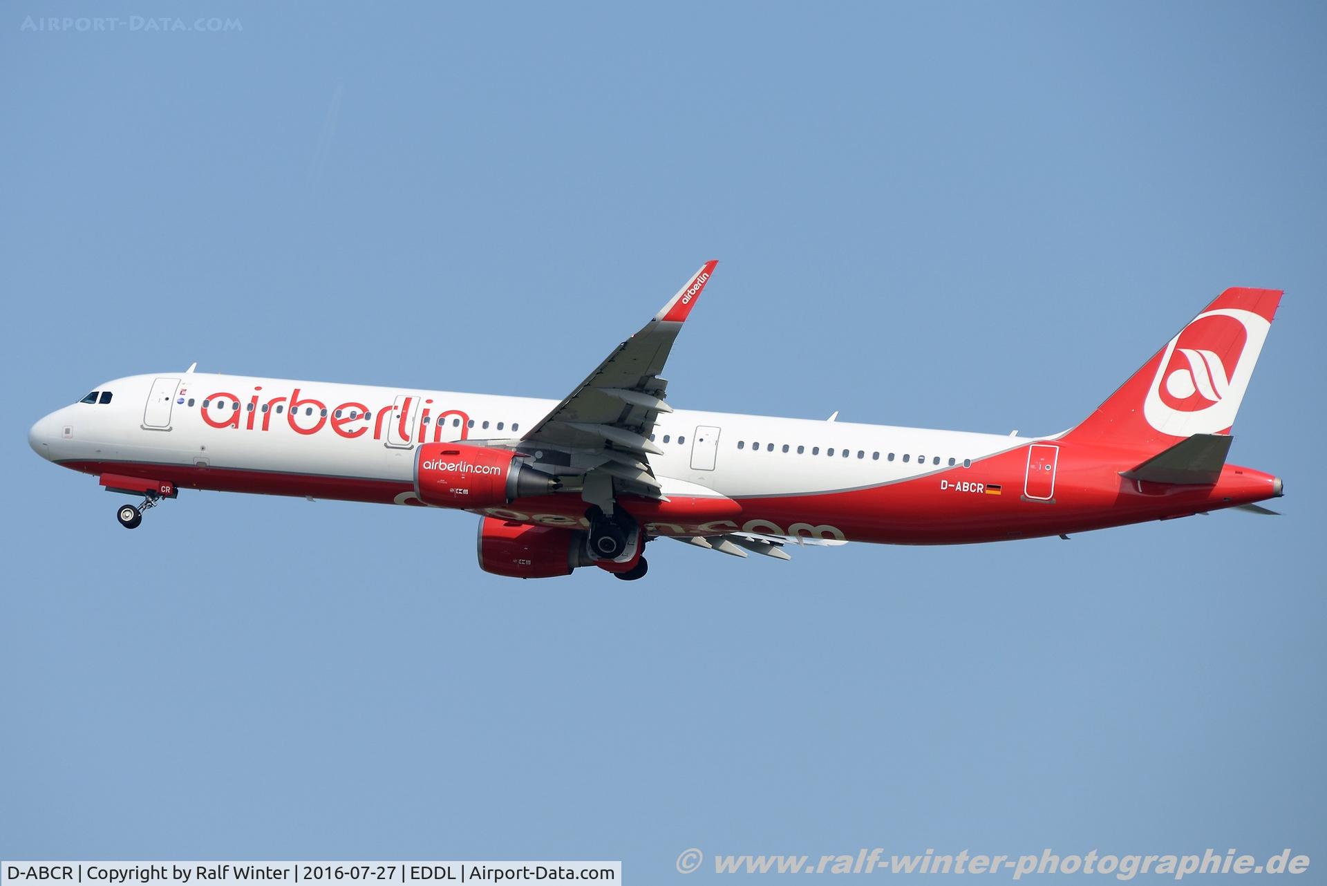 D-ABCR, 2015 Airbus A321-211 C/N 6719, Airbus A321-211(W) - AB BER Air Berlin - 6719 - D-ABCR - 27.07.2016 - DUS