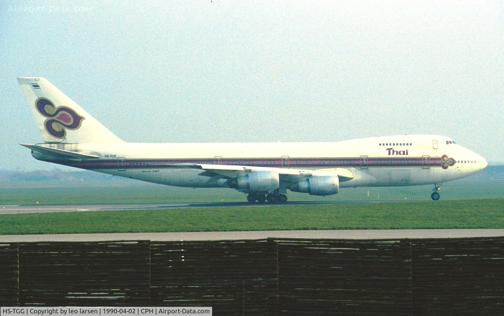 HS-TGG, 1981 Boeing 747-2D7B C/N 22471, Copenhagen 2.4.1990