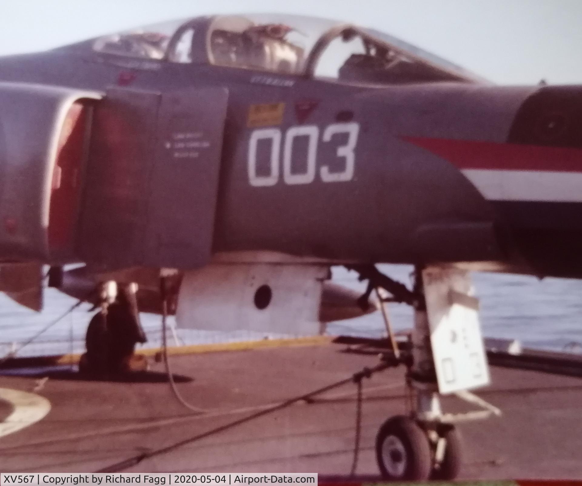 XV567, 1968 McDonnell Douglas Phantom FG1 C/N 2922/9321, Photograph taken onboard HMS Ark Royal 1978.