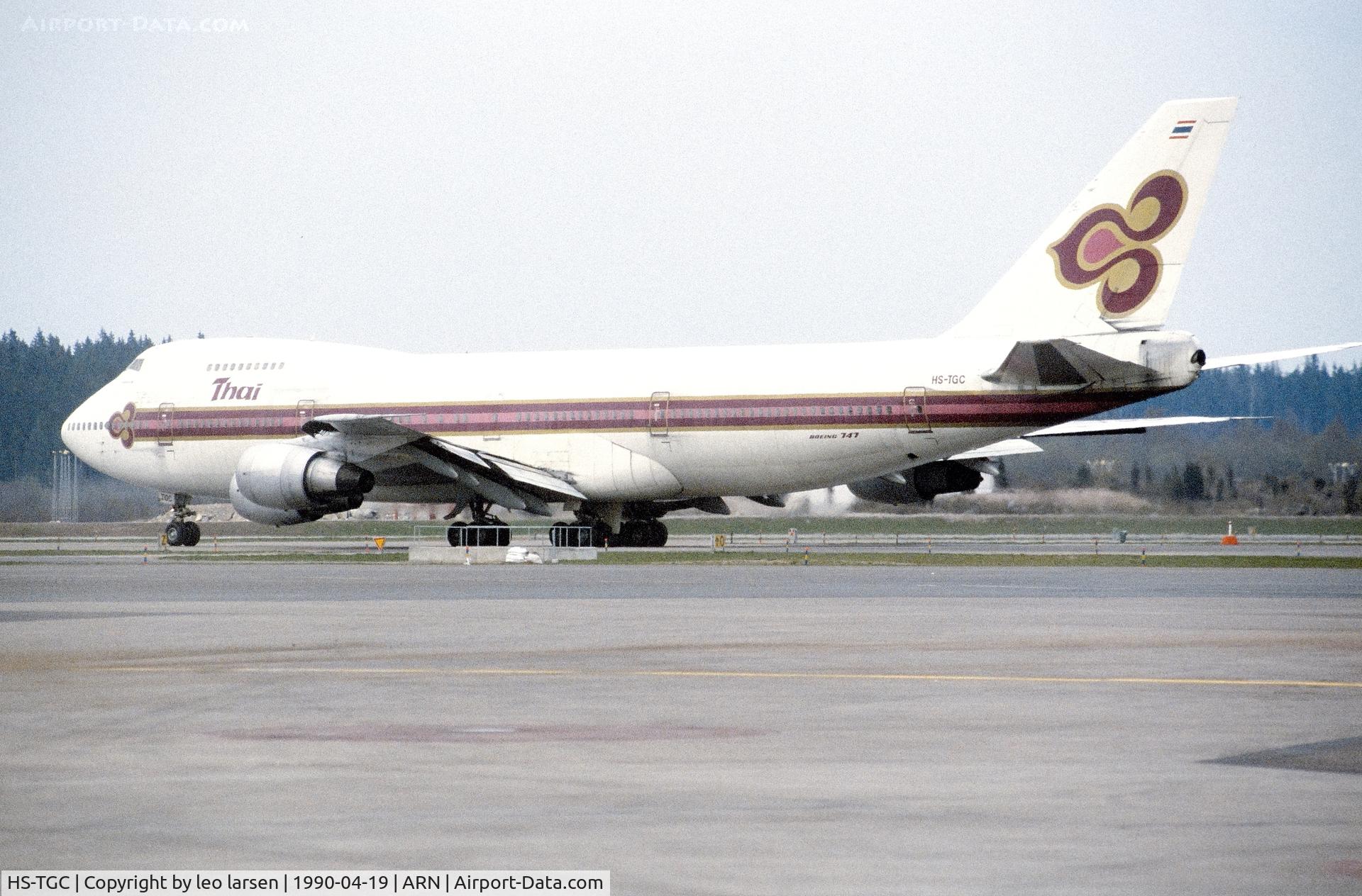 HS-TGC, 1980 Boeing 747-2D7B C/N 21784, Stockholm 19.4.1990