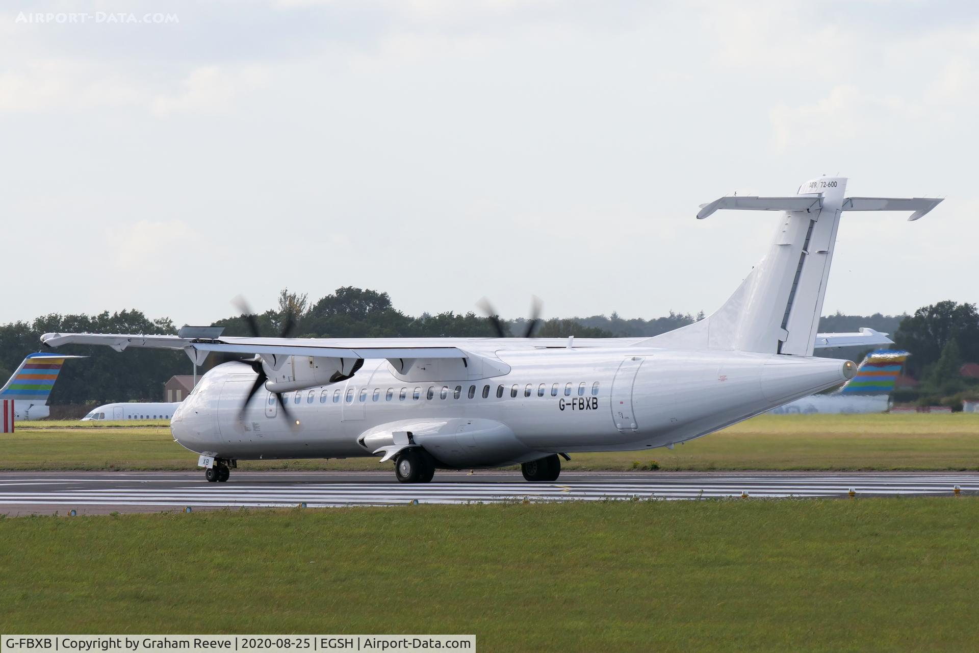 G-FBXB, 2015 ATR 72-212A C/N 1277, Departing from Norwich.