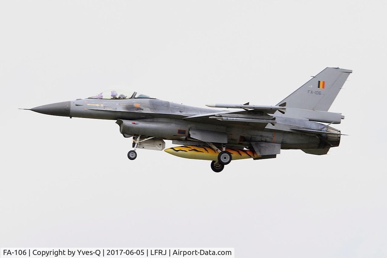 FA-106, SABCA F-16AM Fighting Falcon C/N 6H-106, SABCA F-16AM Fighting Falcon, On final rwy 26, Landivisiau Naval Air Base (LFRJ) Tiger Meet 2017