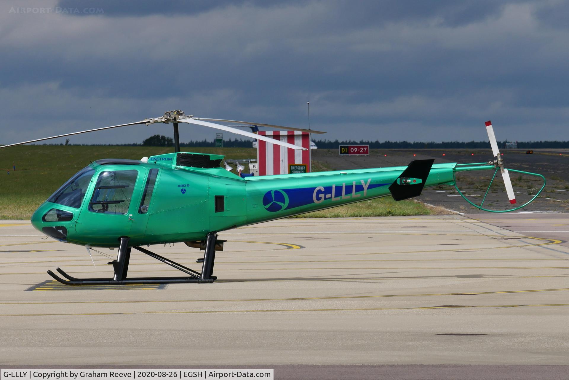 G-LLLY, 2005 Enstrom 480B C/N 5076, Parked at Norwich.