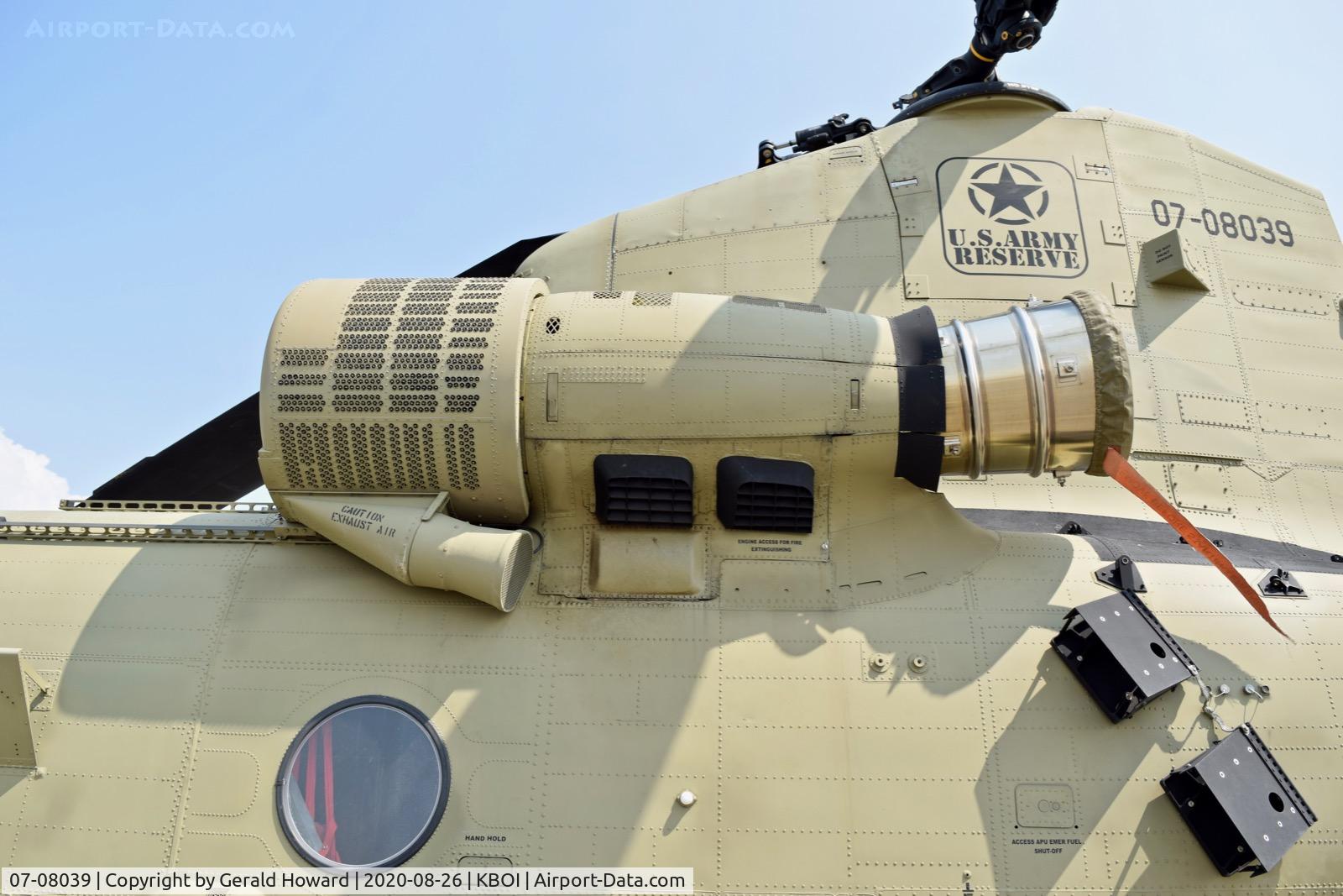 07-08039, 2008 Boeing CH-47F C/N M8039, F model updated engine. Honeywell T-55-GA-14A-714.