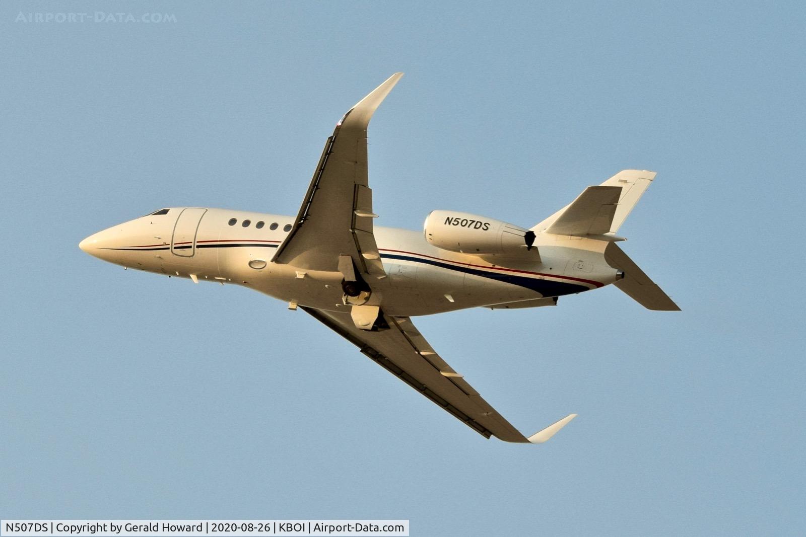 N507DS, 2013 Dassault Falcon 2000EX C/N 268, Departing BOI.